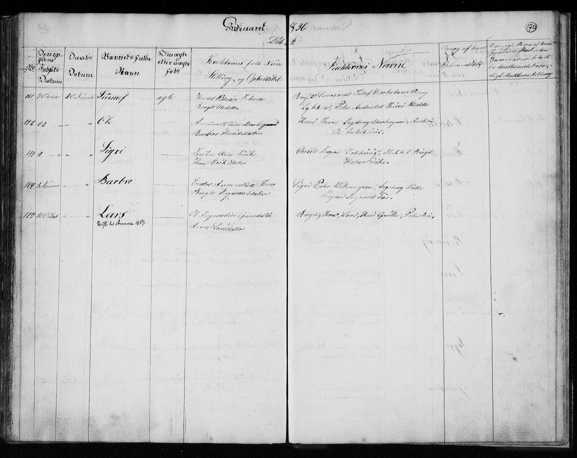 Gol kirkebøker, AV/SAKO-A-226/F/Fa/L0001: Parish register (official) no. I 1, 1821-1837, p. 170