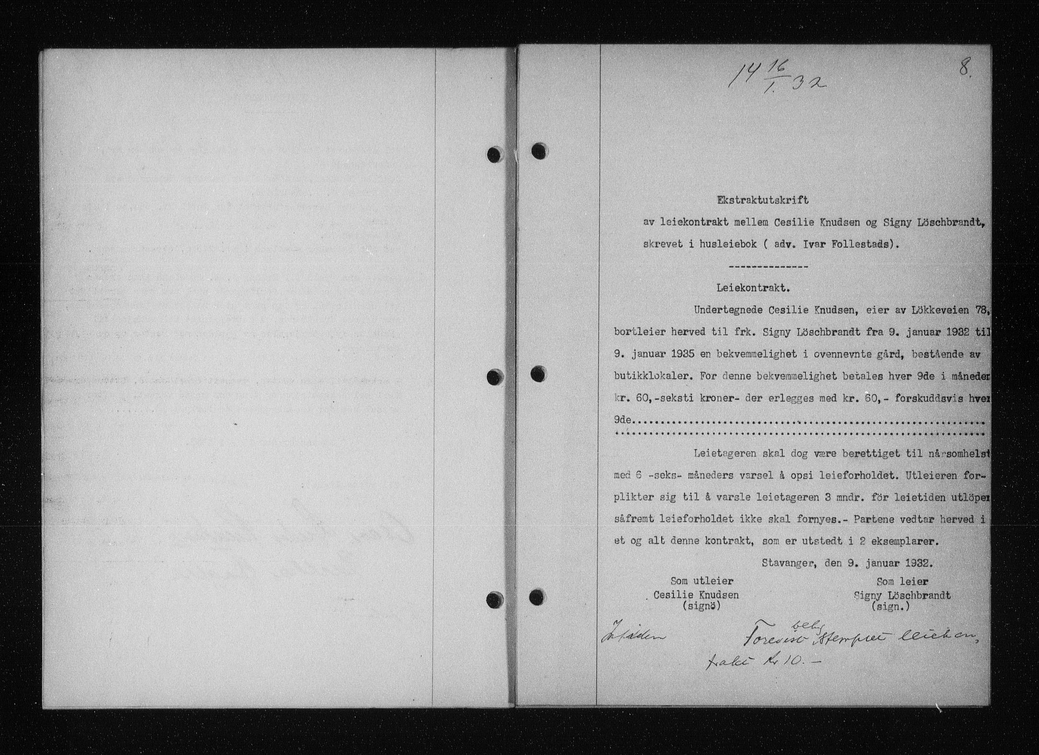 Stavanger byfogd, SAST/A-101408/001/4/41/410/410BB/L0061: Mortgage book no. 51, 1932-1932, Deed date: 16.01.1932
