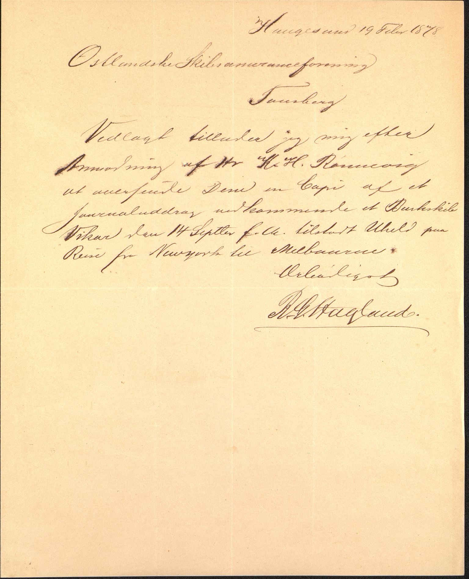 Pa 63 - Østlandske skibsassuranceforening, VEMU/A-1079/G/Ga/L0009/0003: Havaridokumenter / Vikar, 1877
