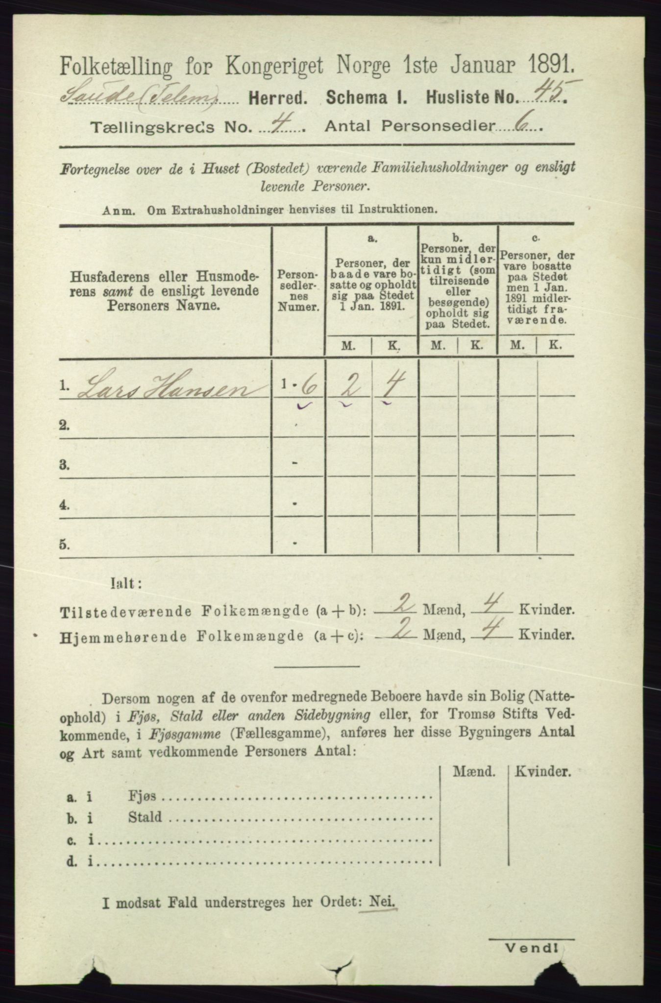 RA, 1891 census for 0822 Sauherad, 1891, p. 1093