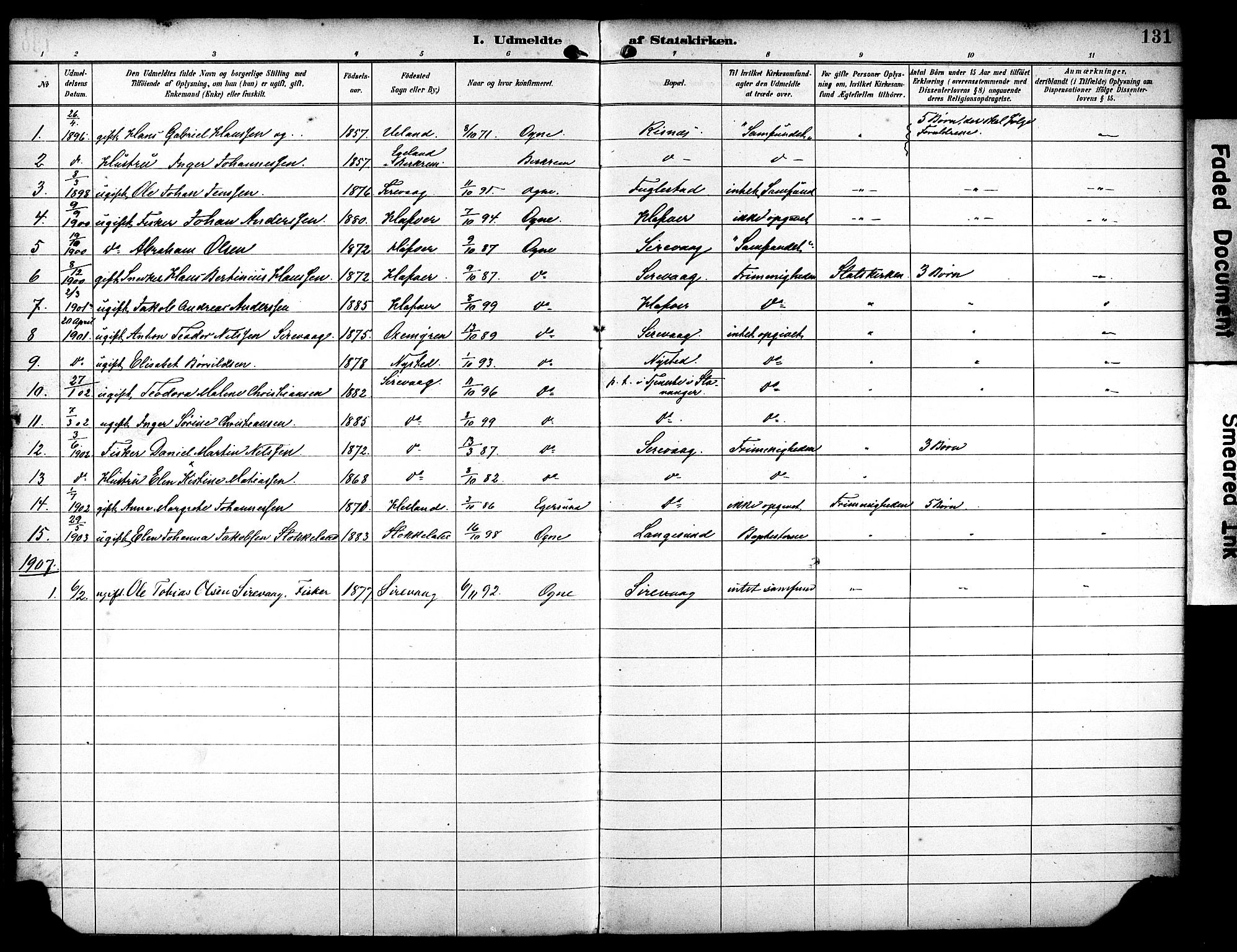 Eigersund sokneprestkontor, SAST/A-101807/S08/L0020: Parish register (official) no. A 19, 1893-1910, p. 131