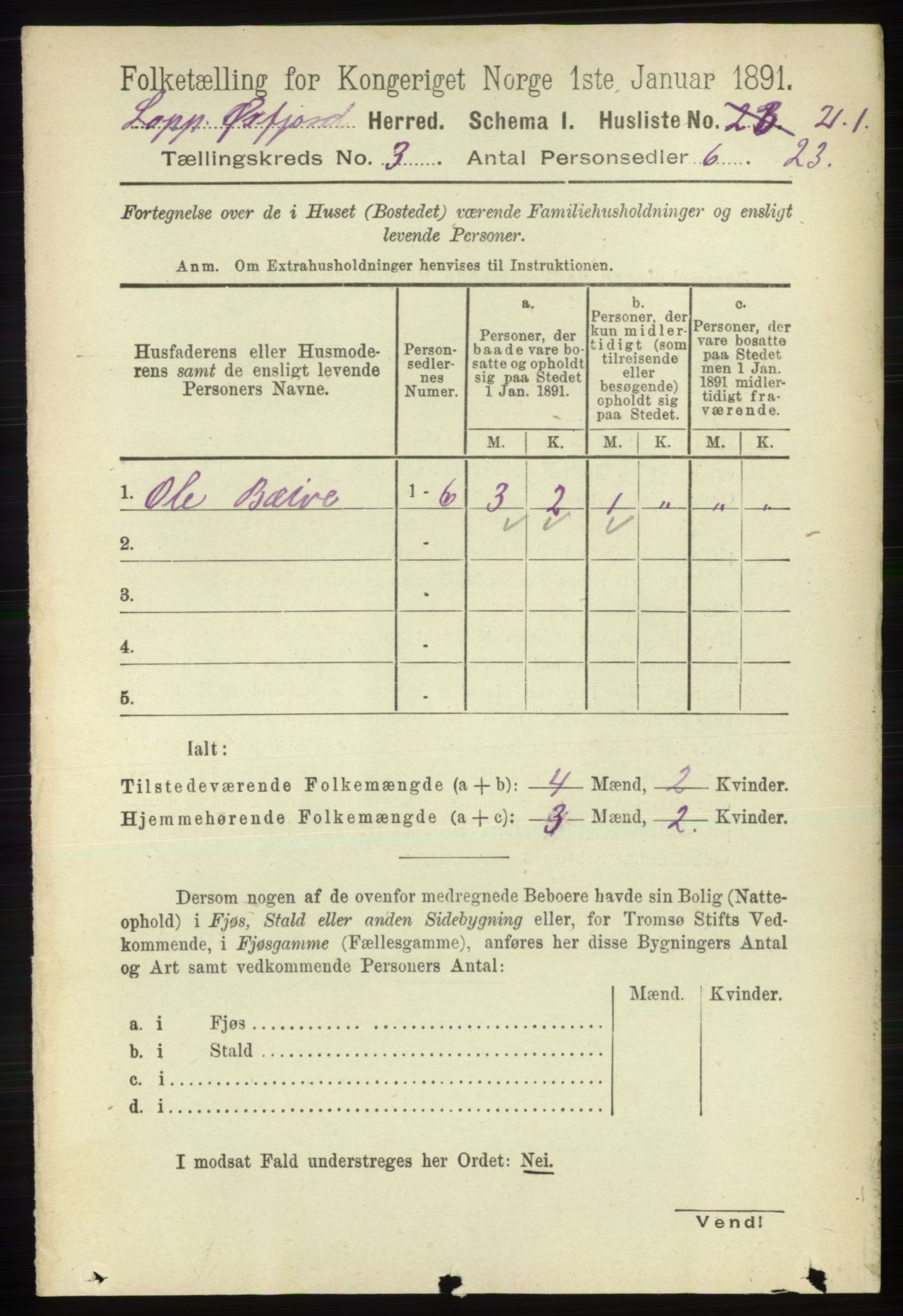 RA, 1891 census for 2014 Loppa, 1891, p. 671