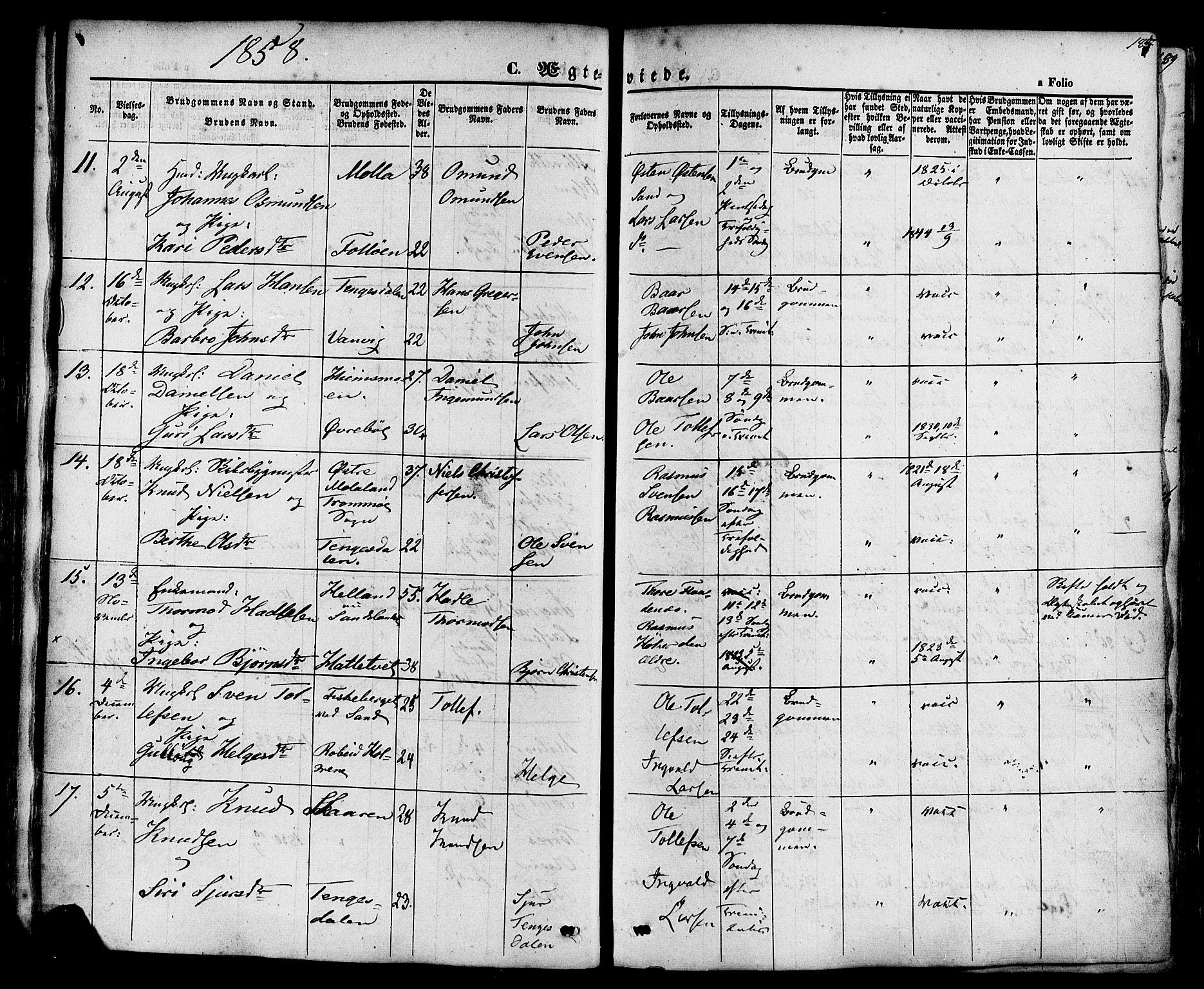 Sand sokneprestkontor, AV/SAST-A-101848/01/III/L0003: Parish register (official) no. A 3, 1854-1879, p. 185
