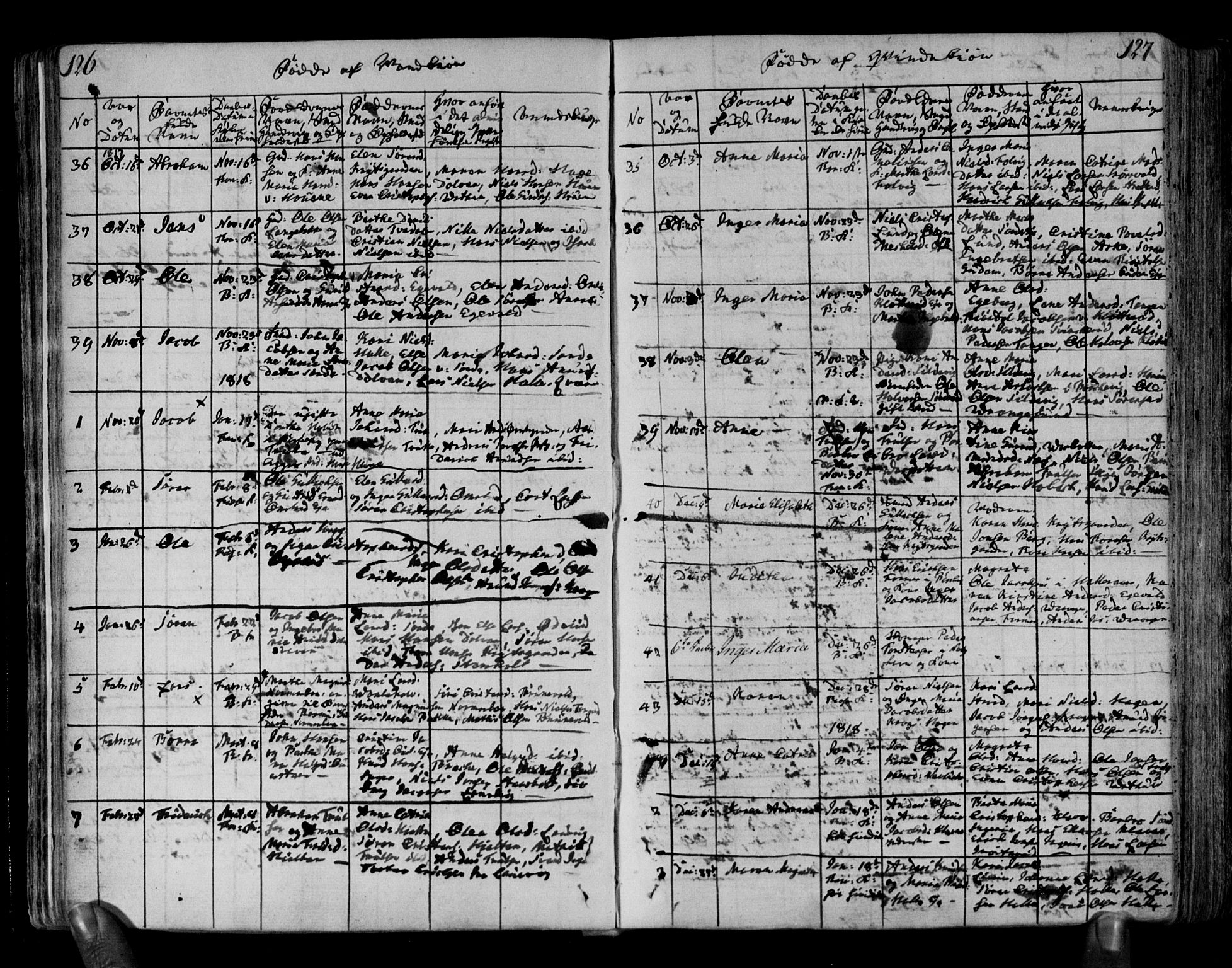 Brunlanes kirkebøker, SAKO/A-342/F/Fa/L0002: Parish register (official) no. I 2, 1802-1834, p. 126-127