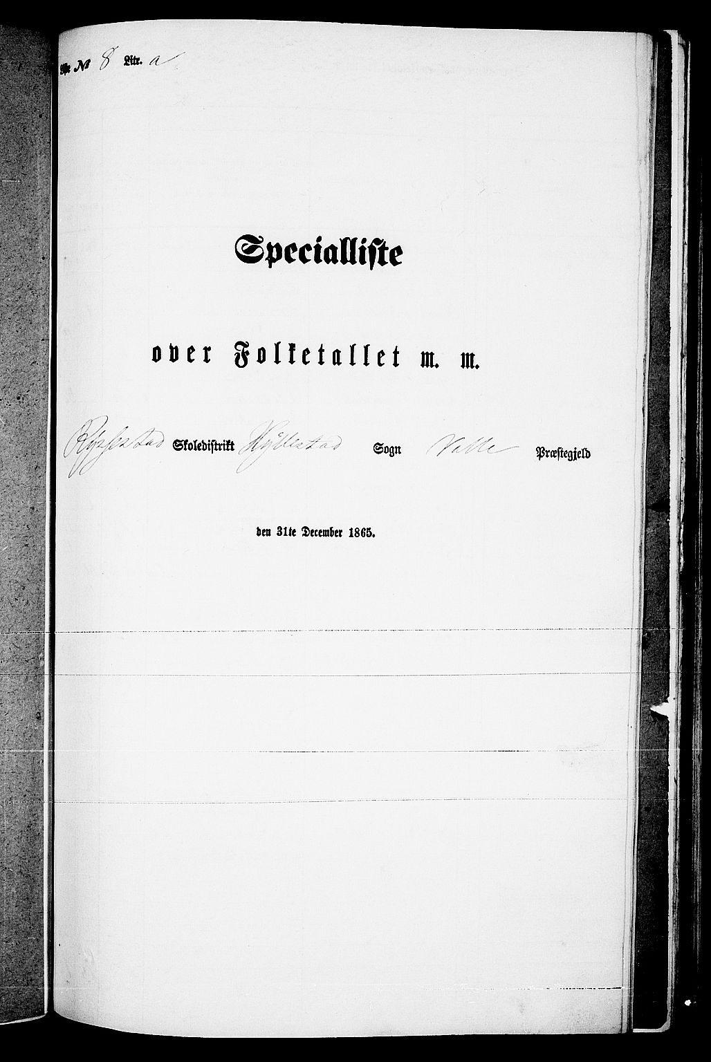 RA, 1865 census for Valle, 1865, p. 121