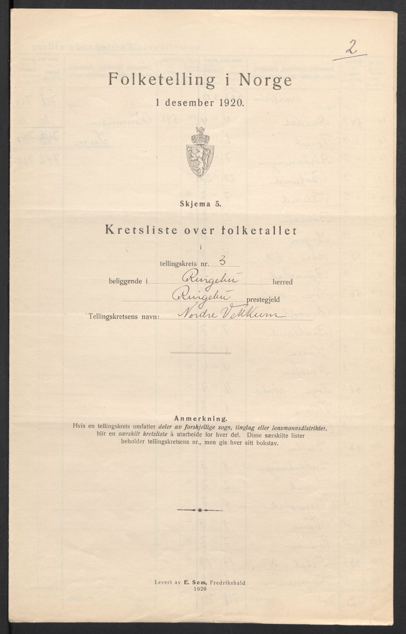 SAH, 1920 census for Ringebu, 1920, p. 17