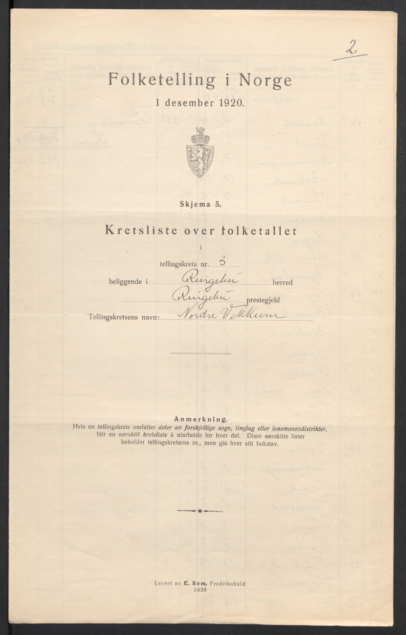 SAH, 1920 census for Ringebu, 1920, p. 17