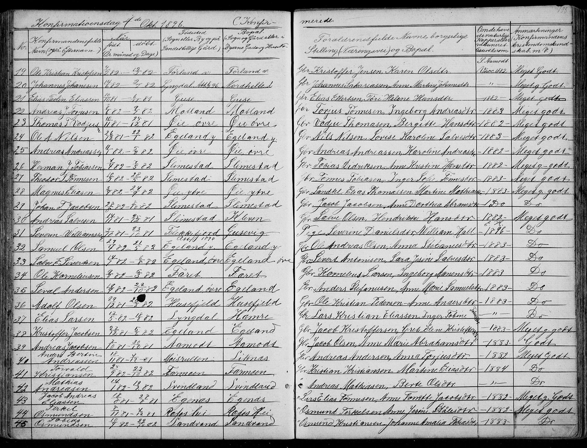 Kvinesdal sokneprestkontor, AV/SAK-1111-0026/F/Fb/Fbb/L0002: Parish register (copy) no. B 2, 1873-1897, p. 198