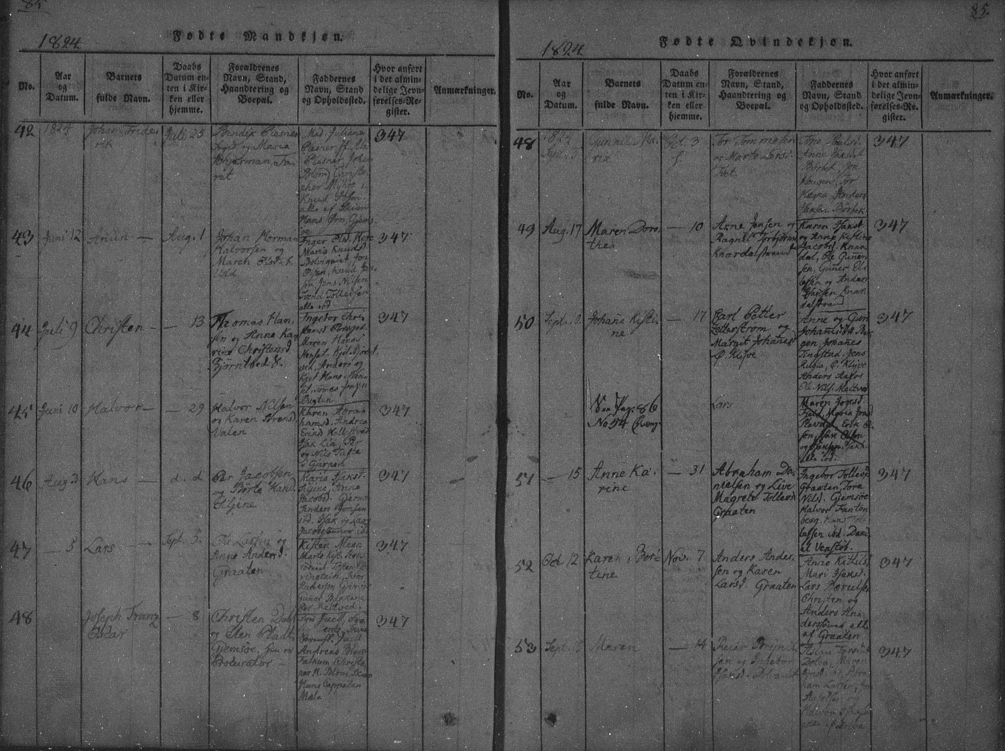 Solum kirkebøker, SAKO/A-306/F/Fa/L0004: Parish register (official) no. I 4, 1814-1833, p. 85