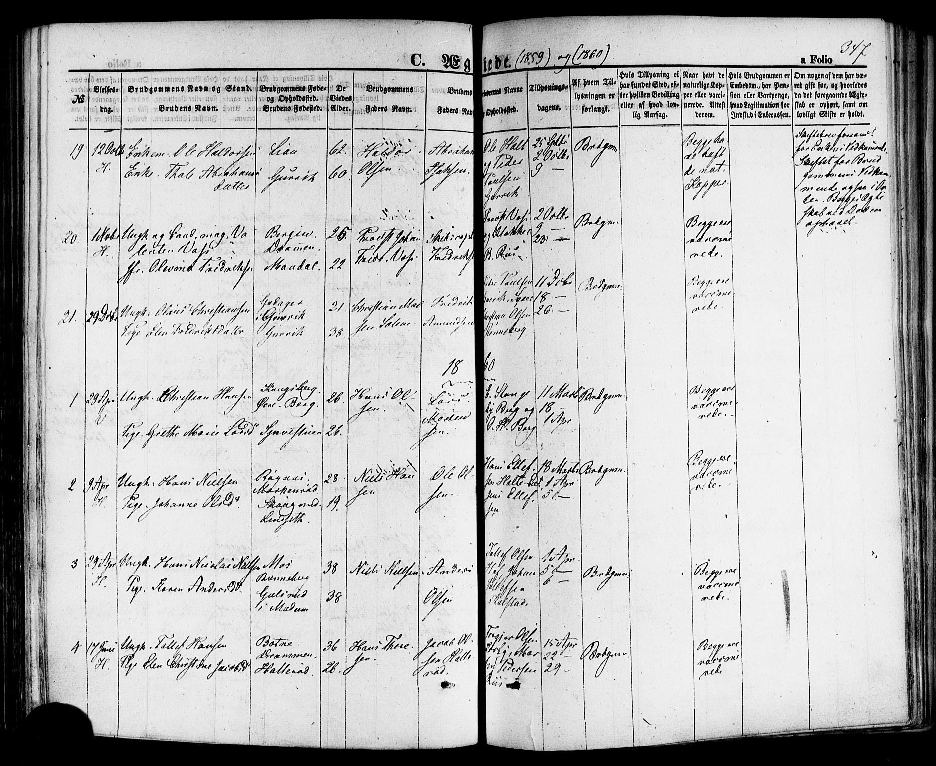 Hof kirkebøker, SAKO/A-64/F/Fa/L0006: Parish register (official) no. I 6, 1851-1877, p. 347