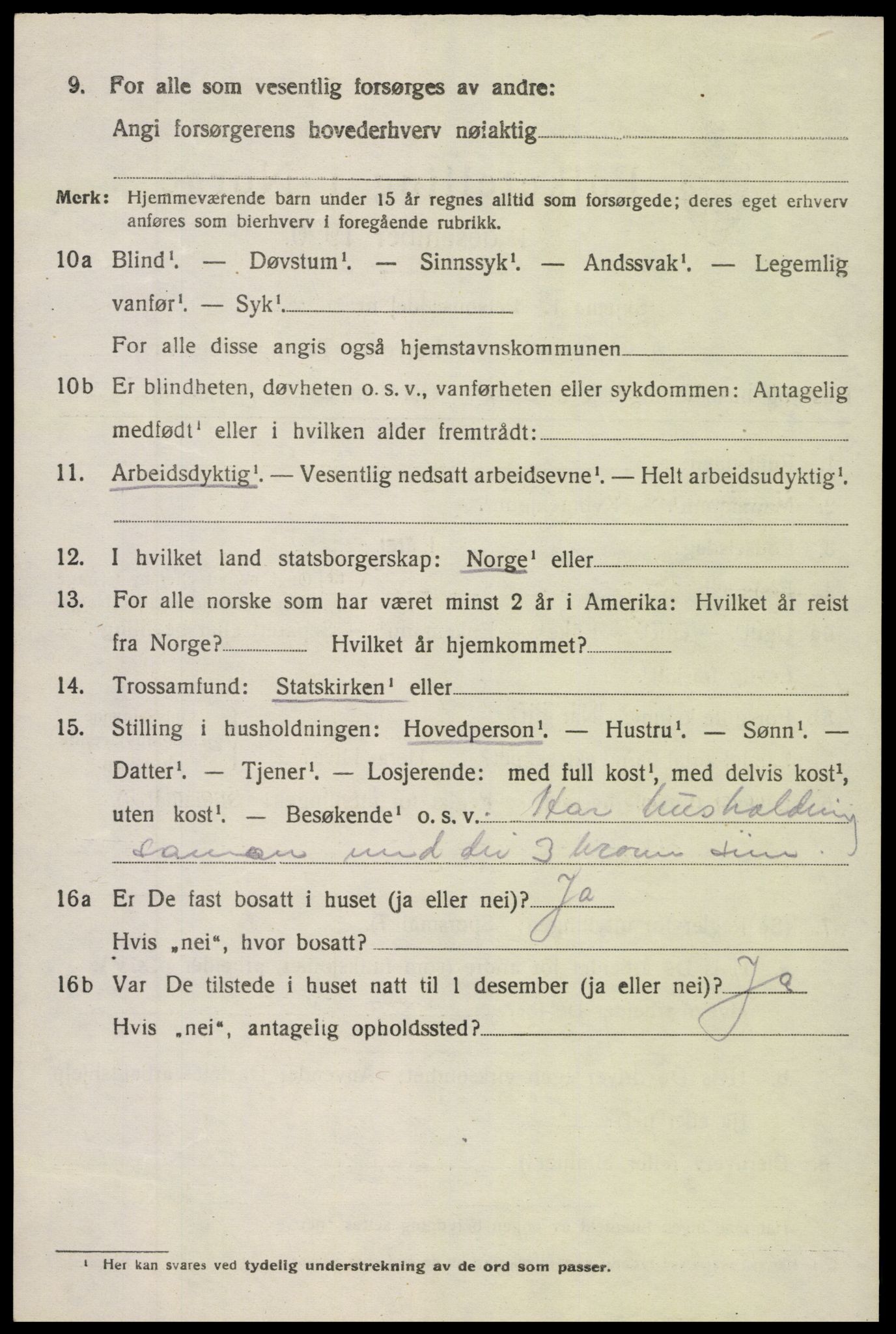 SAK, 1920 census for Vegårshei, 1920, p. 3275