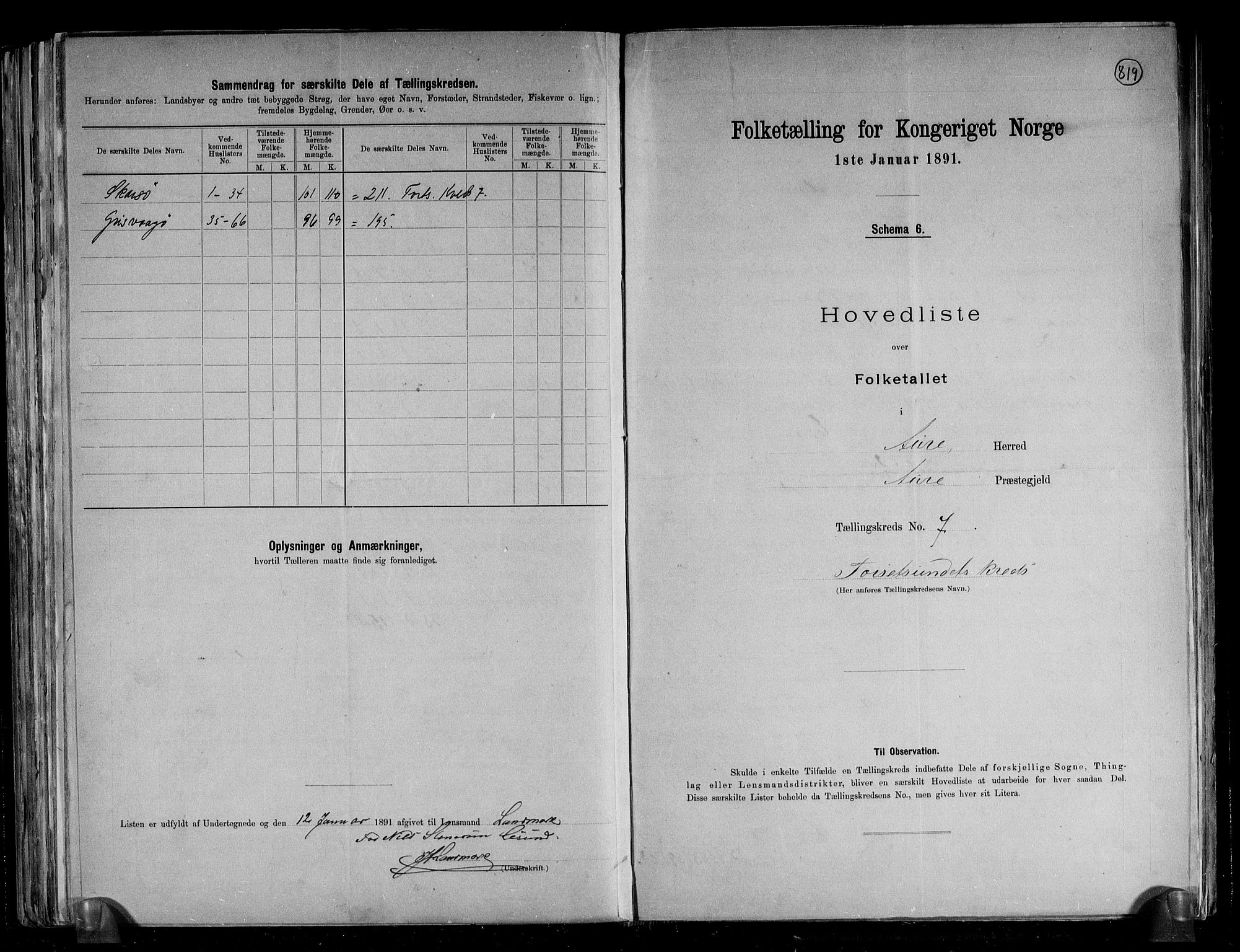 RA, 1891 census for 1569 Aure, 1891, p. 17