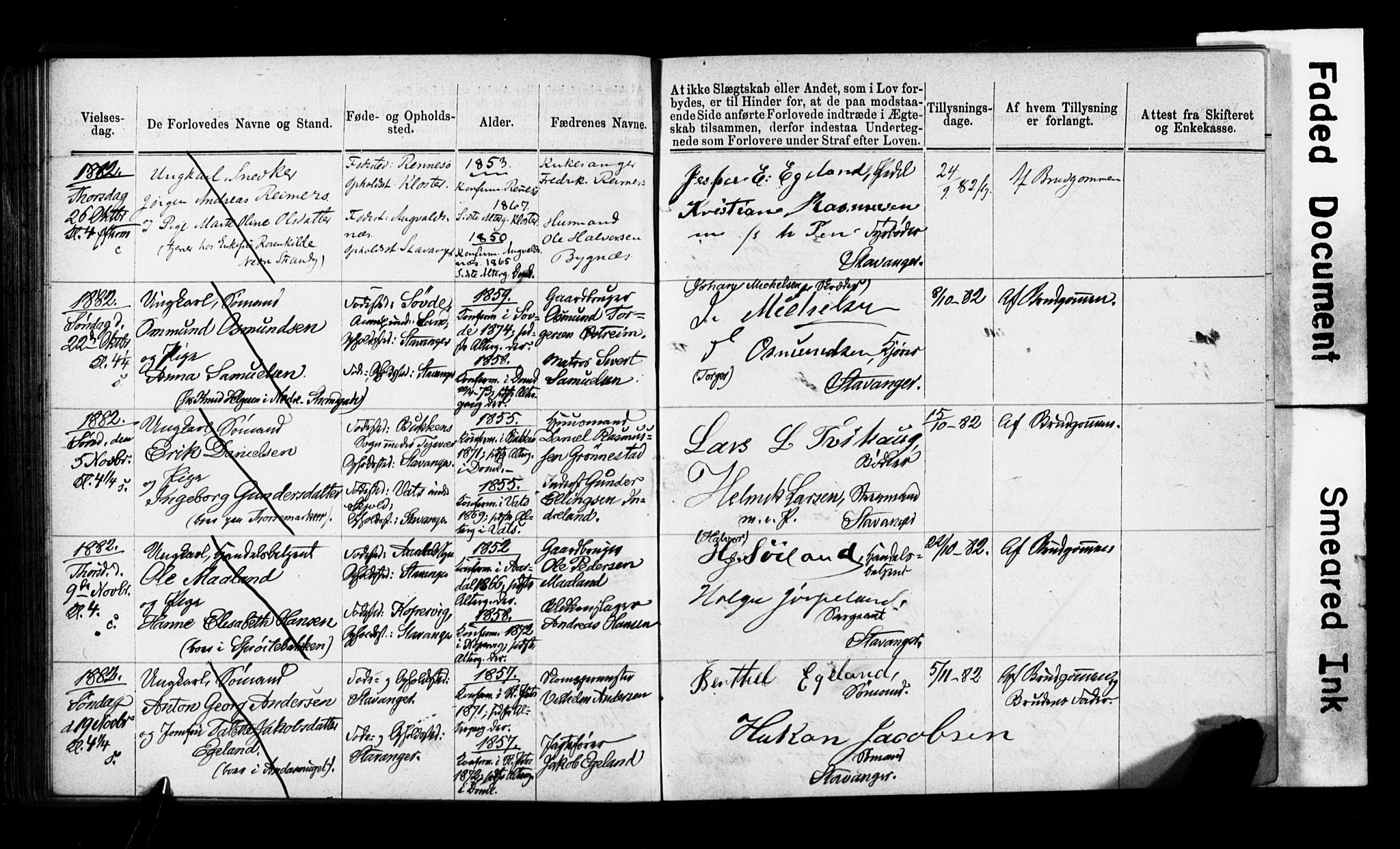 Domkirken sokneprestkontor, AV/SAST-A-101812/001/70/705BA/L0002: Banns register no. 2, 1875-1892