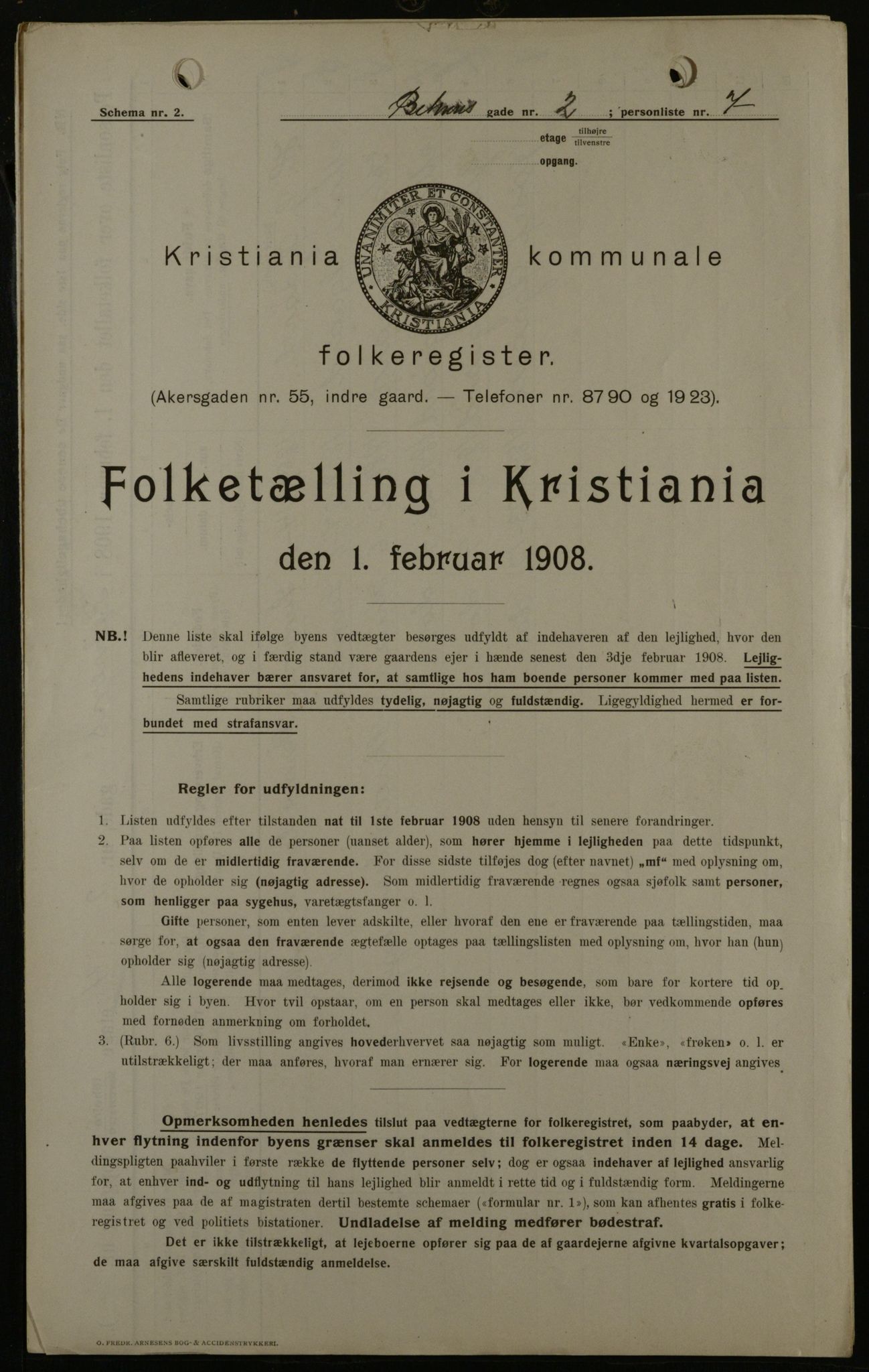 OBA, Municipal Census 1908 for Kristiania, 1908, p. 3346