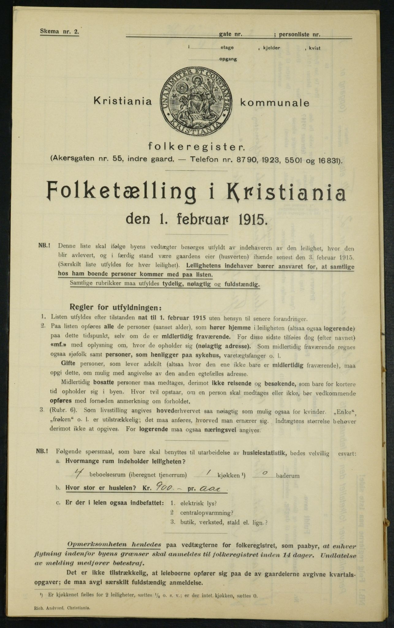 OBA, Municipal Census 1915 for Kristiania, 1915, p. 12906