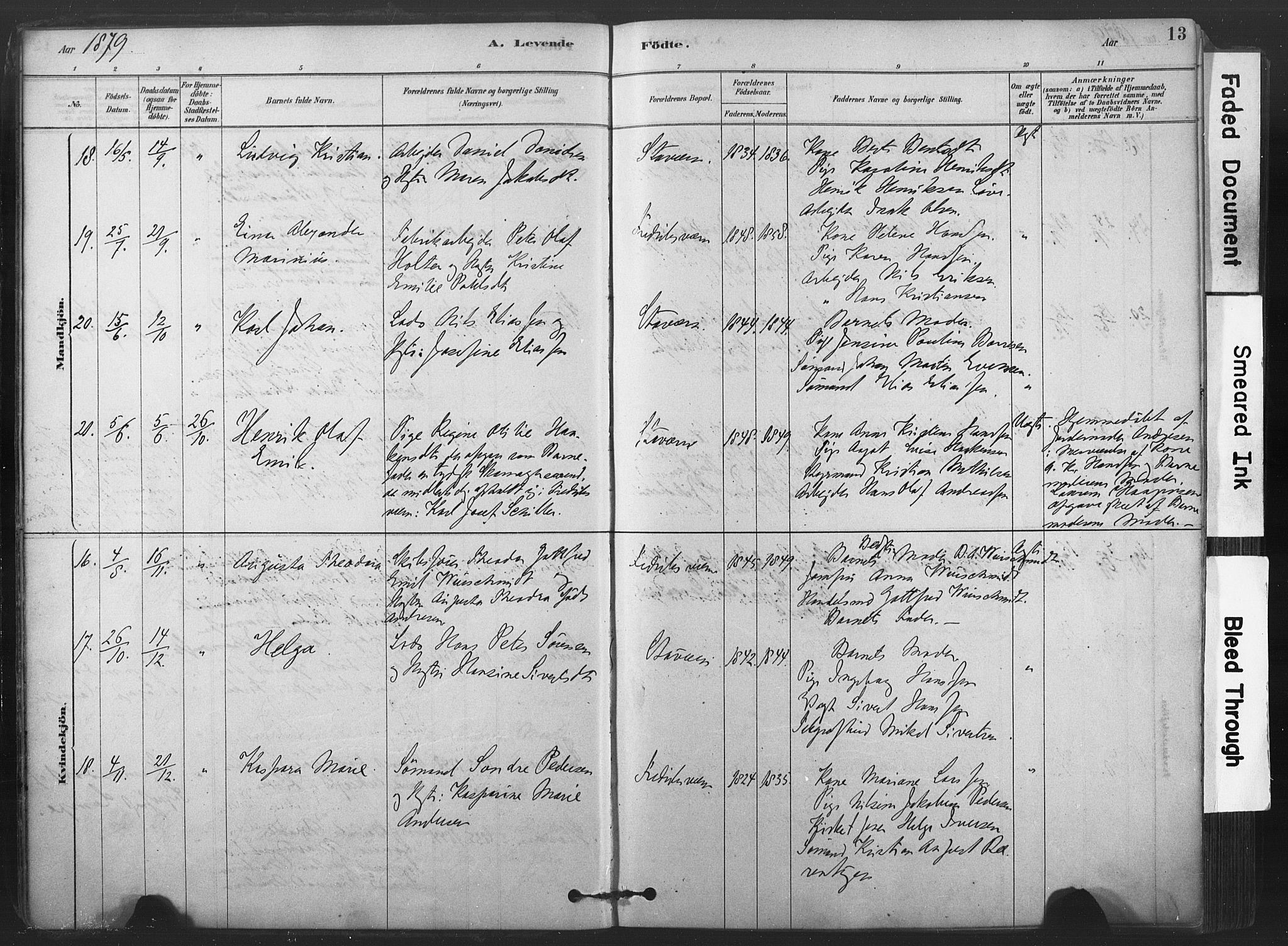 Stavern kirkebøker, AV/SAKO-A-318/F/Fa/L0008: Parish register (official) no. 8, 1878-1905, p. 13