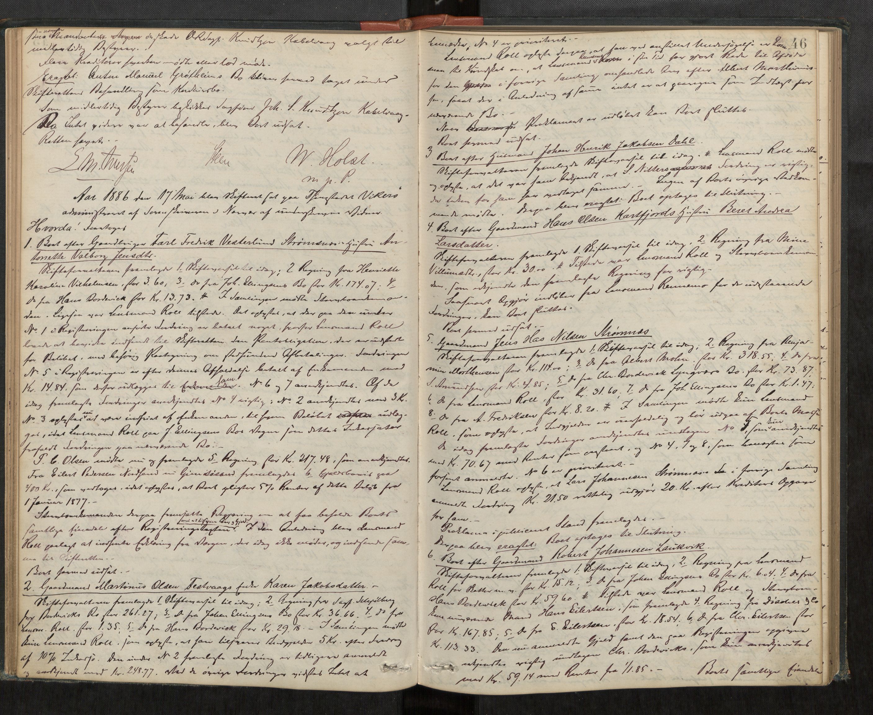 Lofoten sorenskriveri, AV/SAT-A-0017/1/3/3B/L0002: Skifteforhandlings-protokoll, 1884-1891, p. 46