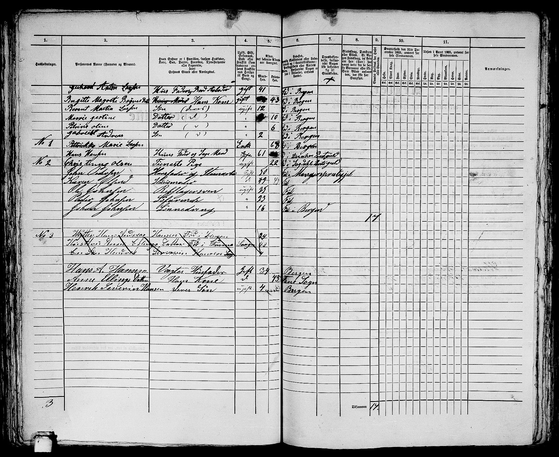 RA, 1865 census for Bergen, 1865, p. 2455