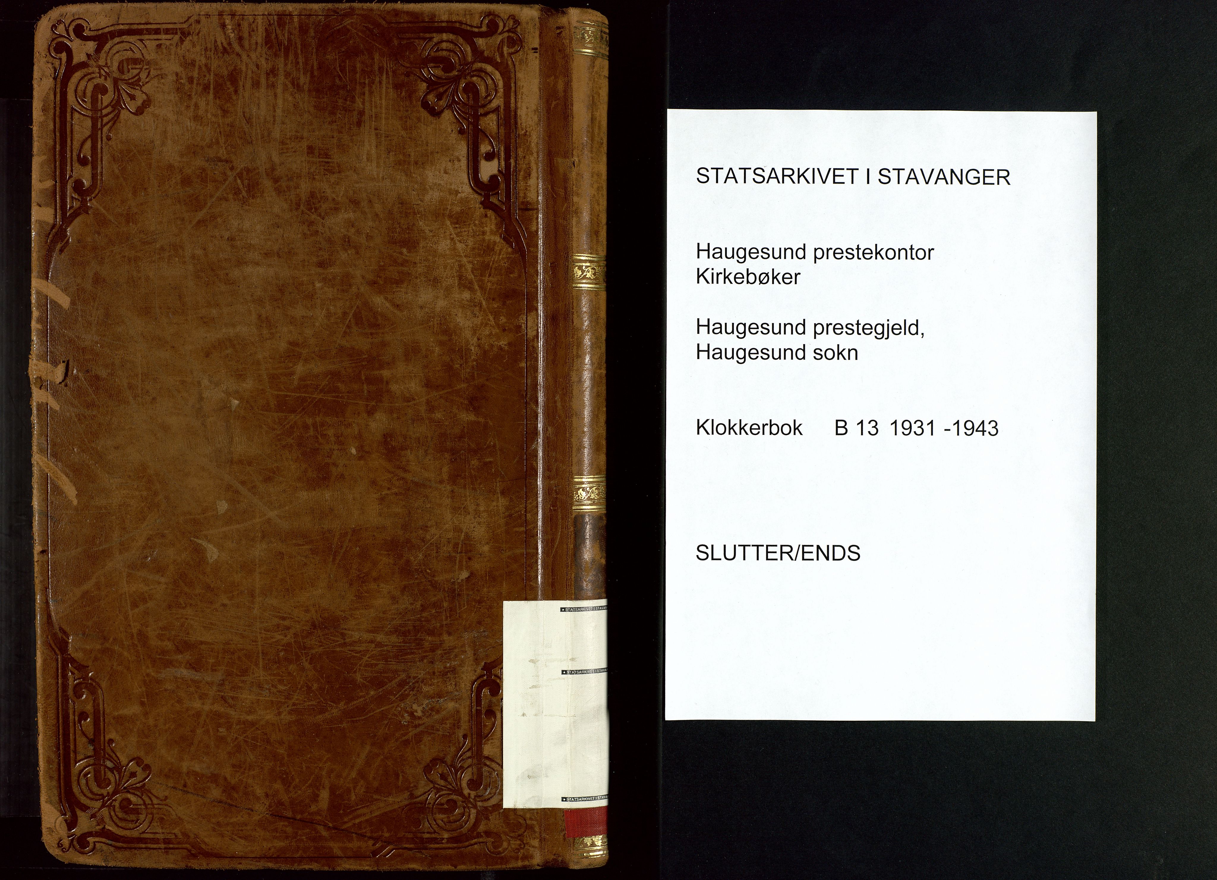 Haugesund sokneprestkontor, AV/SAST-A -101863/H/Ha/Hab/L0013: Parish register (copy) no. B 13, 1931-1943