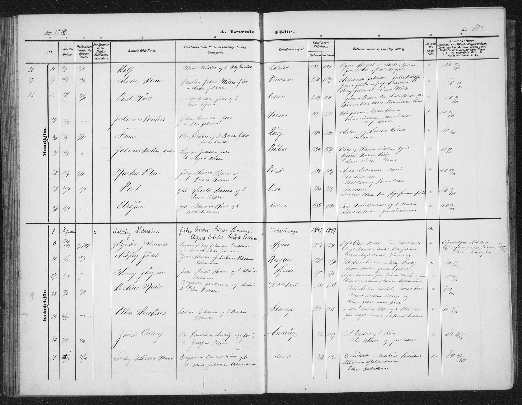 Ministerialprotokoller, klokkerbøker og fødselsregistre - Nordland, AV/SAT-A-1459/816/L0254: Parish register (copy) no. 816C04, 1905-1934