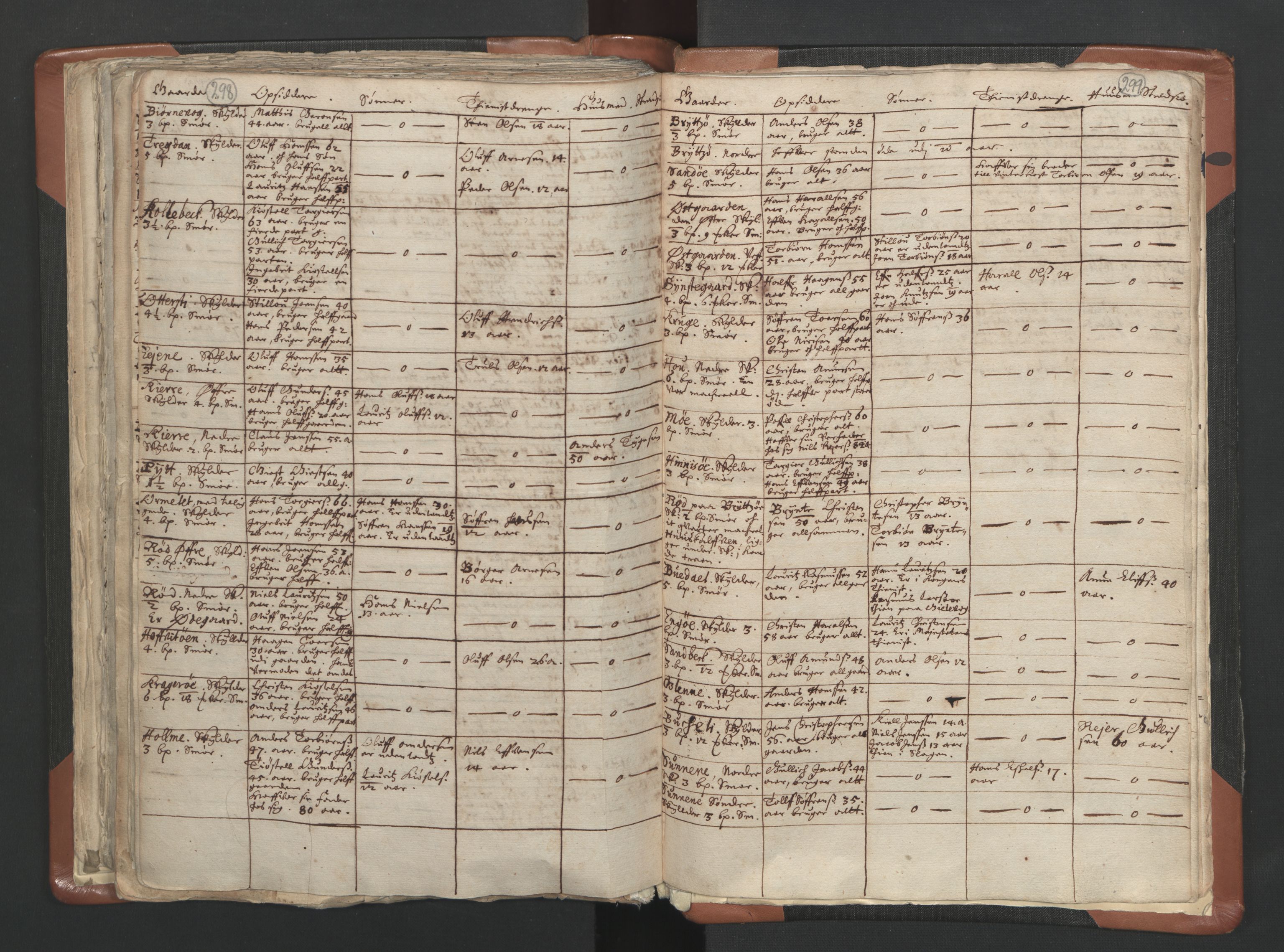 RA, Vicar's Census 1664-1666, no. 10: Tønsberg deanery, 1664-1666, p. 298-299