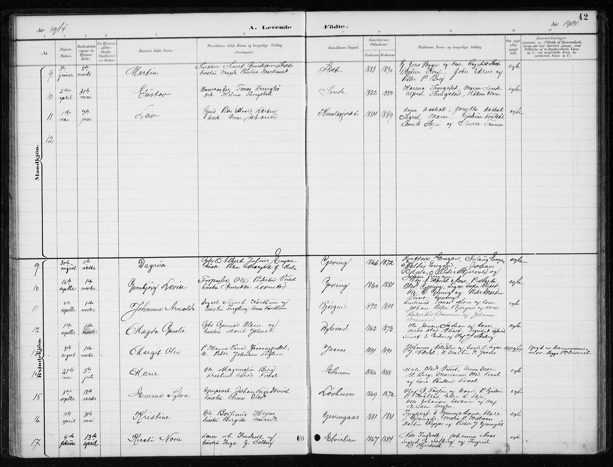 Ministerialprotokoller, klokkerbøker og fødselsregistre - Nord-Trøndelag, SAT/A-1458/710/L0096: Parish register (copy) no. 710C01, 1892-1925, p. 42