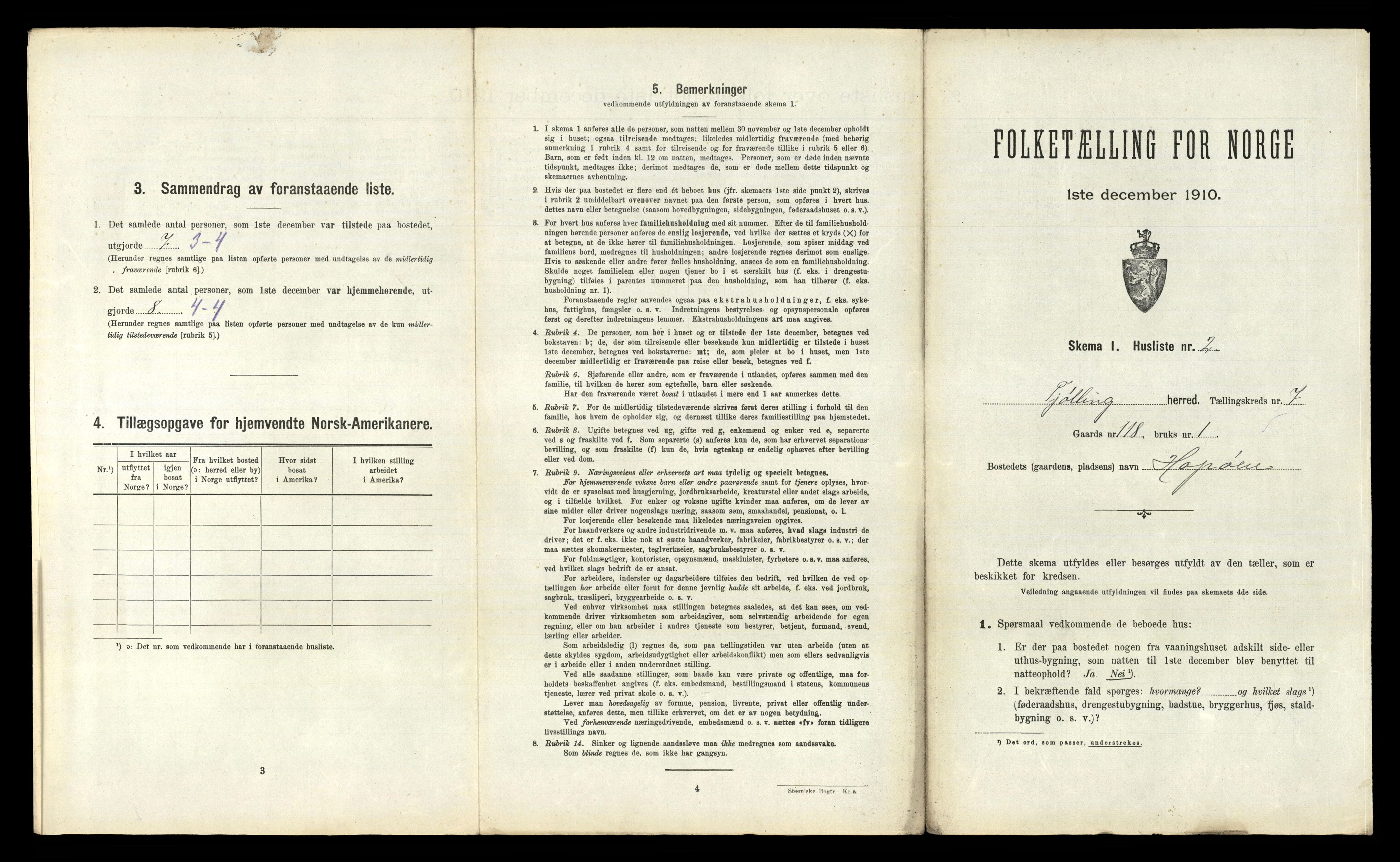 RA, 1910 census for Tjølling, 1910, p. 1201