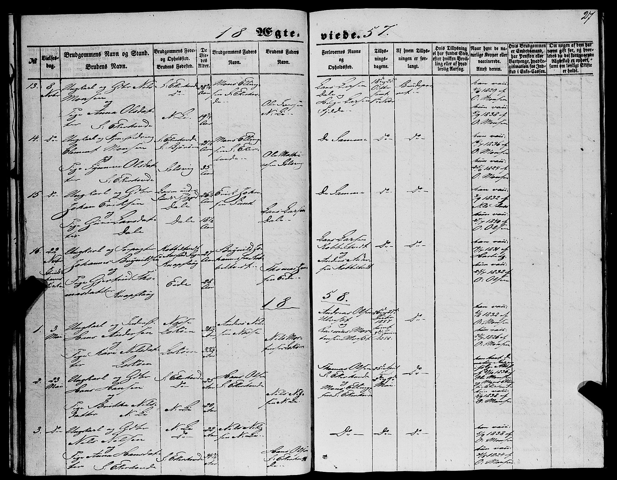 Fjell sokneprestembete, SAB/A-75301/H/Haa: Parish register (official) no. A 6, 1849-1877, p. 27