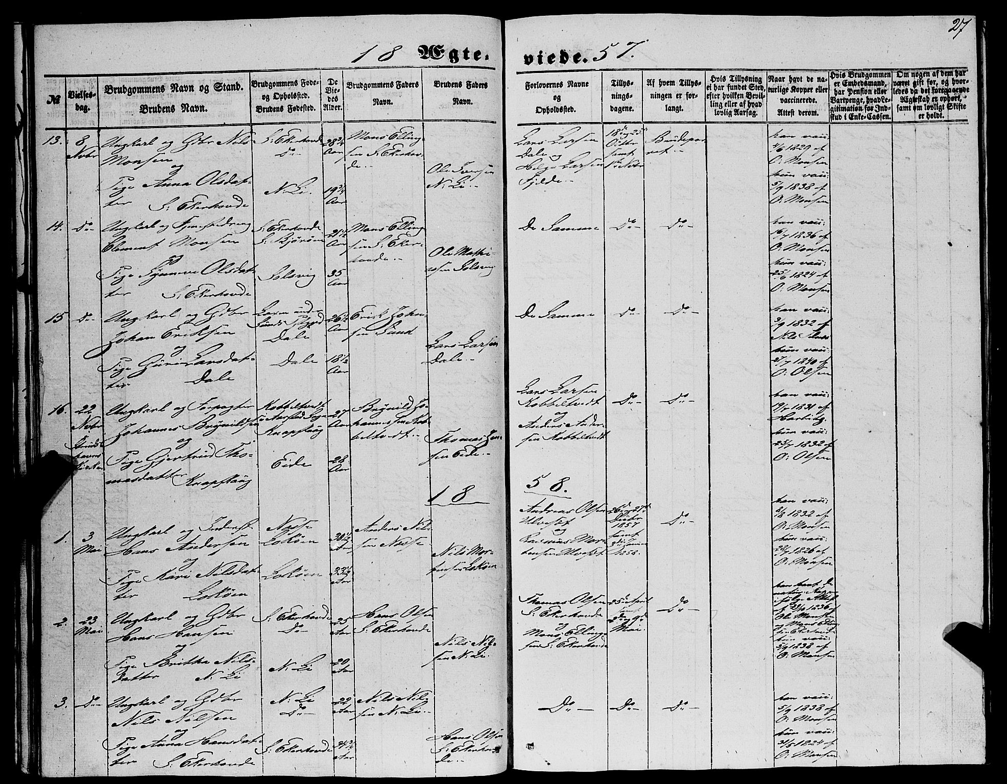 Fjell sokneprestembete, AV/SAB-A-75301/H/Haa: Parish register (official) no. A 6, 1849-1877, p. 27