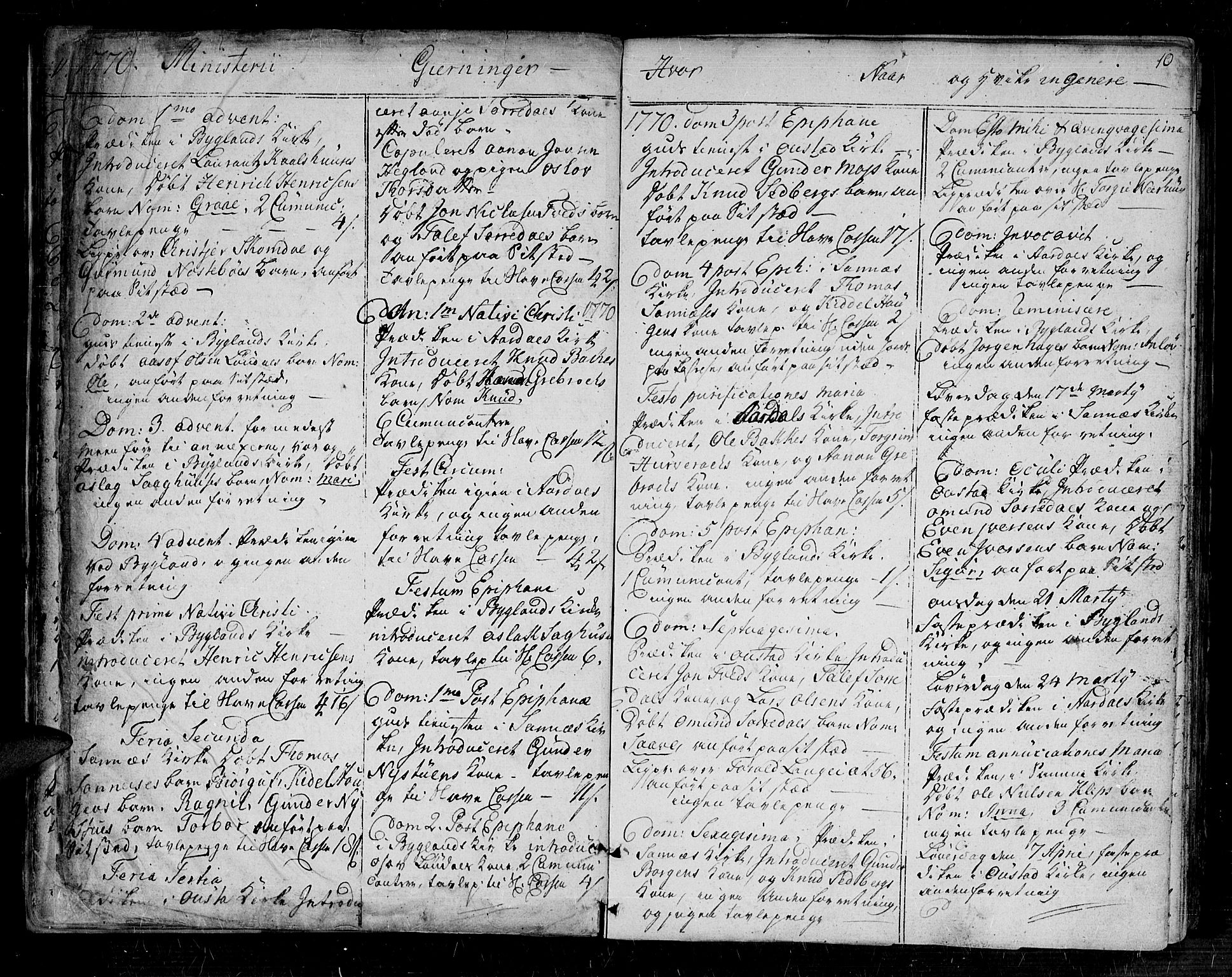 Bygland sokneprestkontor, SAK/1111-0006/F/Fa/Fab/L0002: Parish register (official) no. A 2, 1766-1816, p. 10