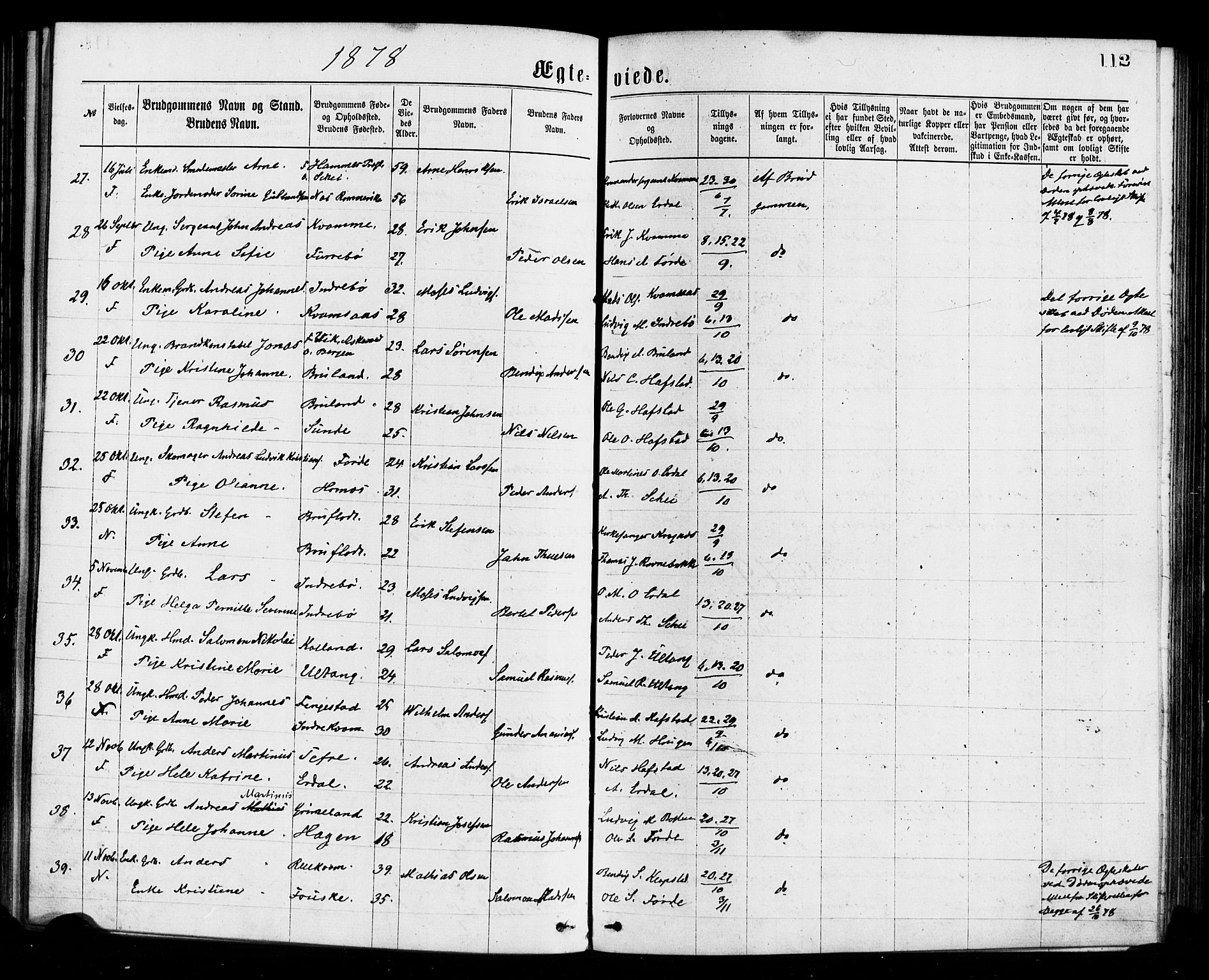 Førde sokneprestembete, AV/SAB-A-79901/H/Haa/Haaa/L0011: Parish register (official) no. A 11, 1877-1880, p. 112