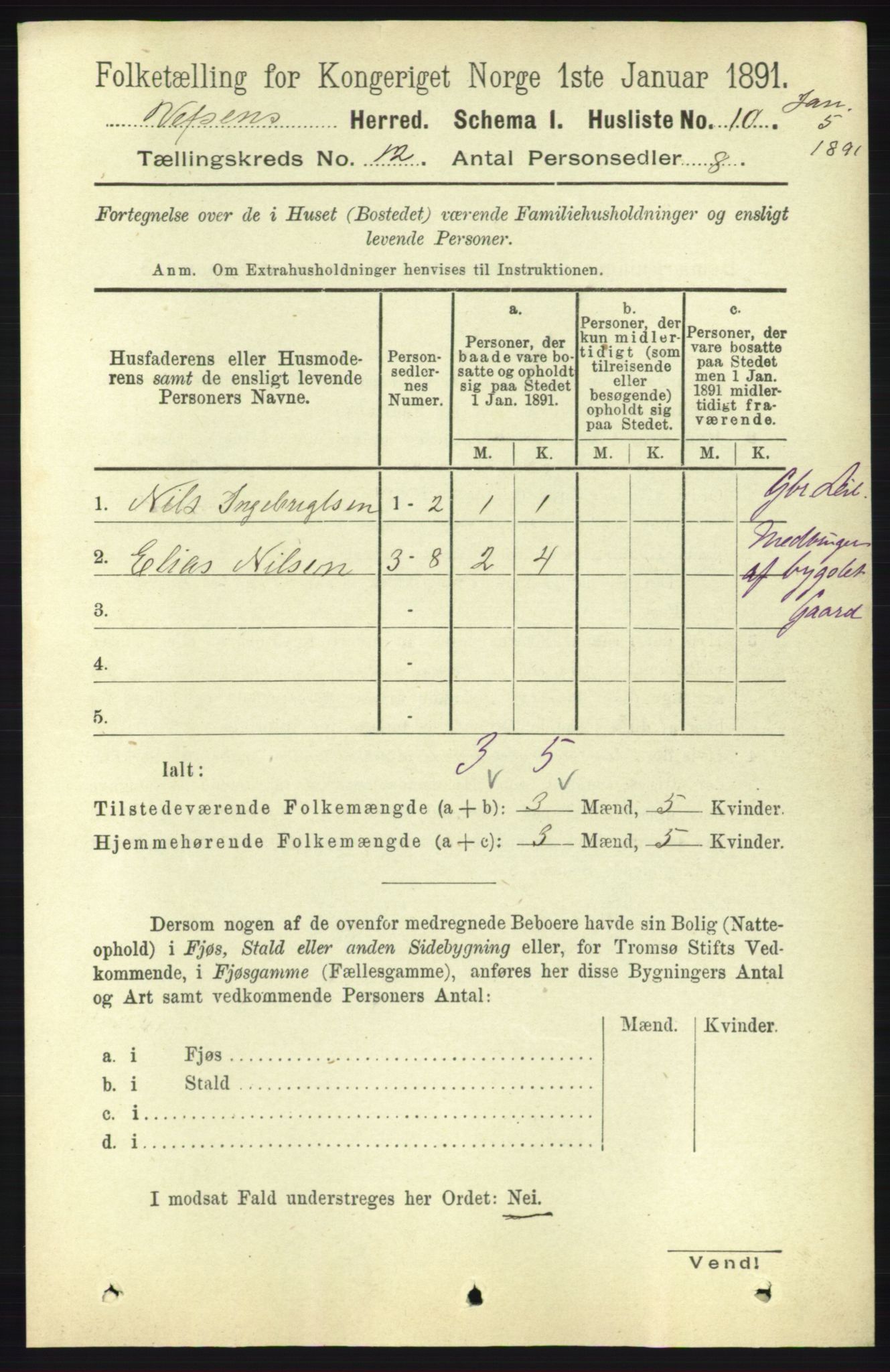 RA, 1891 census for 1824 Vefsn, 1891, p. 6065