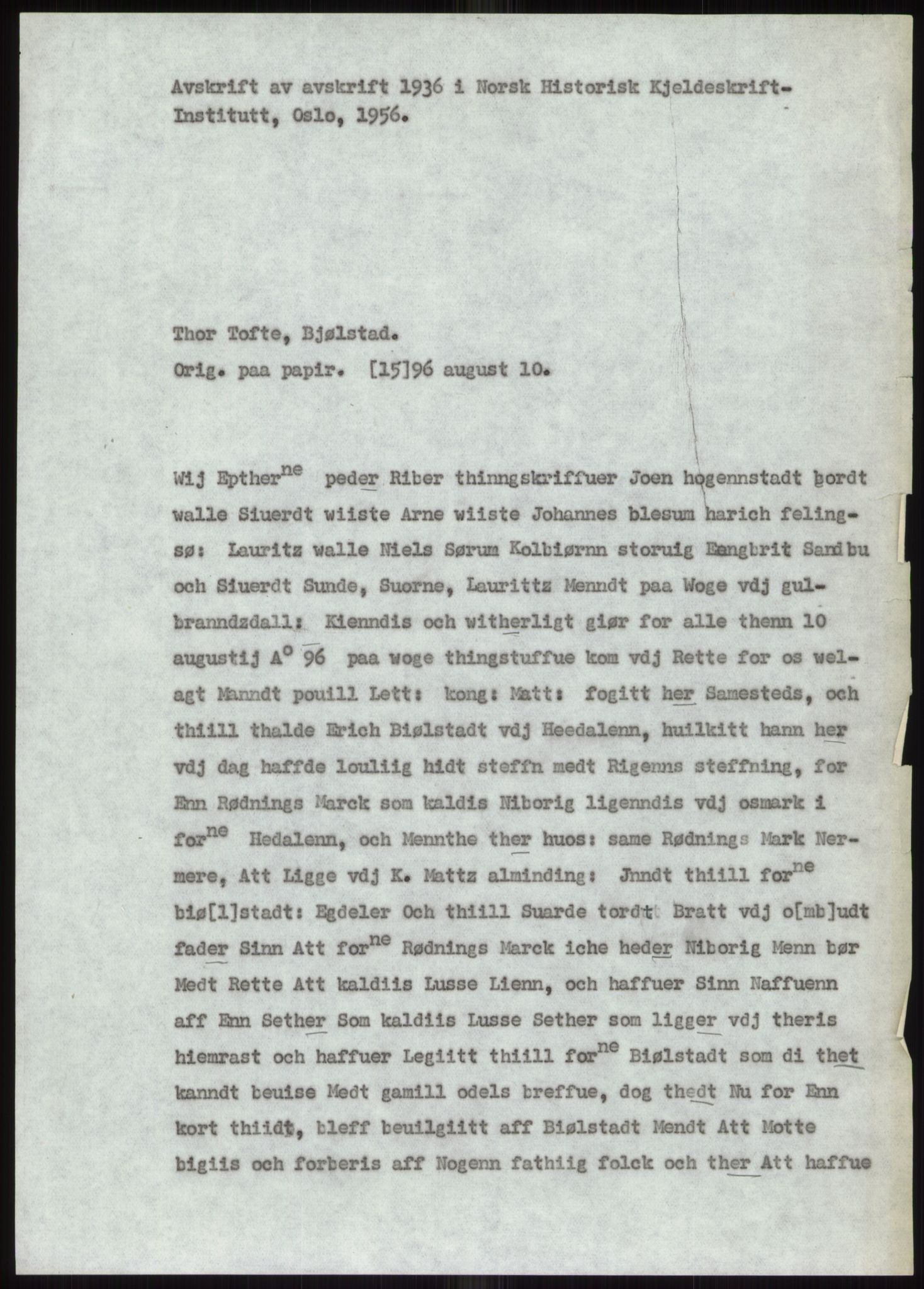 Samlinger til kildeutgivelse, Diplomavskriftsamlingen, AV/RA-EA-4053/H/Ha, p. 234