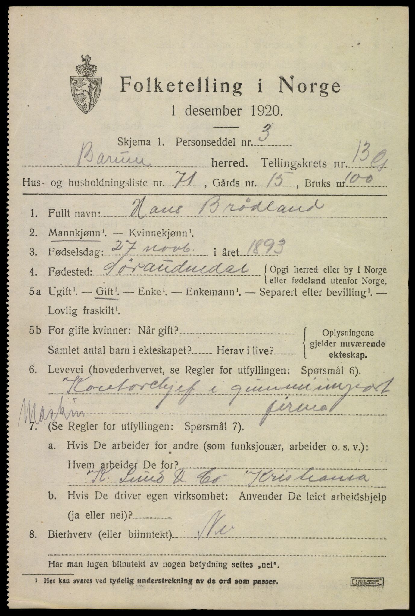 SAO, 1920 census for Bærum, 1920, p. 41124