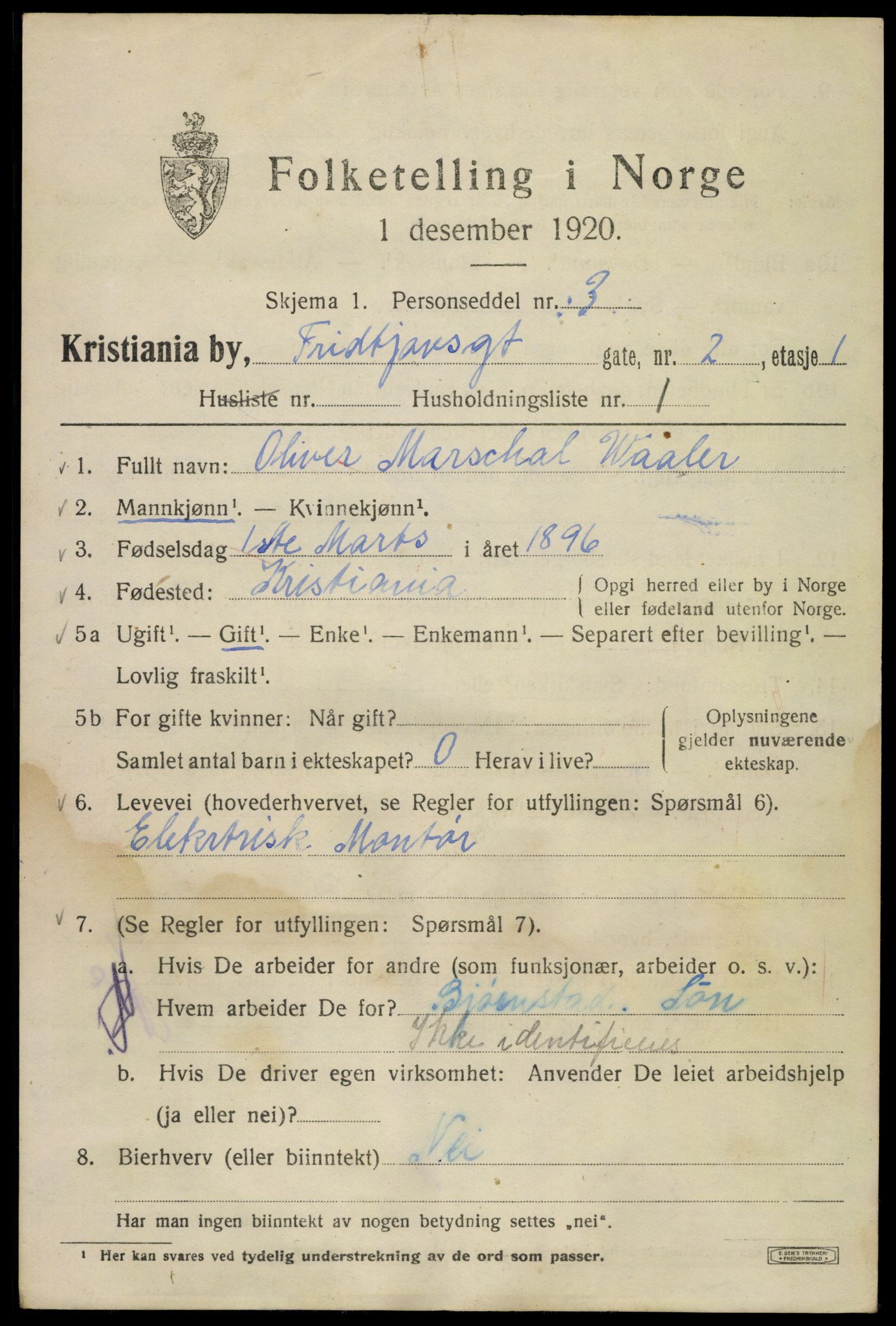 SAO, 1920 census for Kristiania, 1920, p. 238373