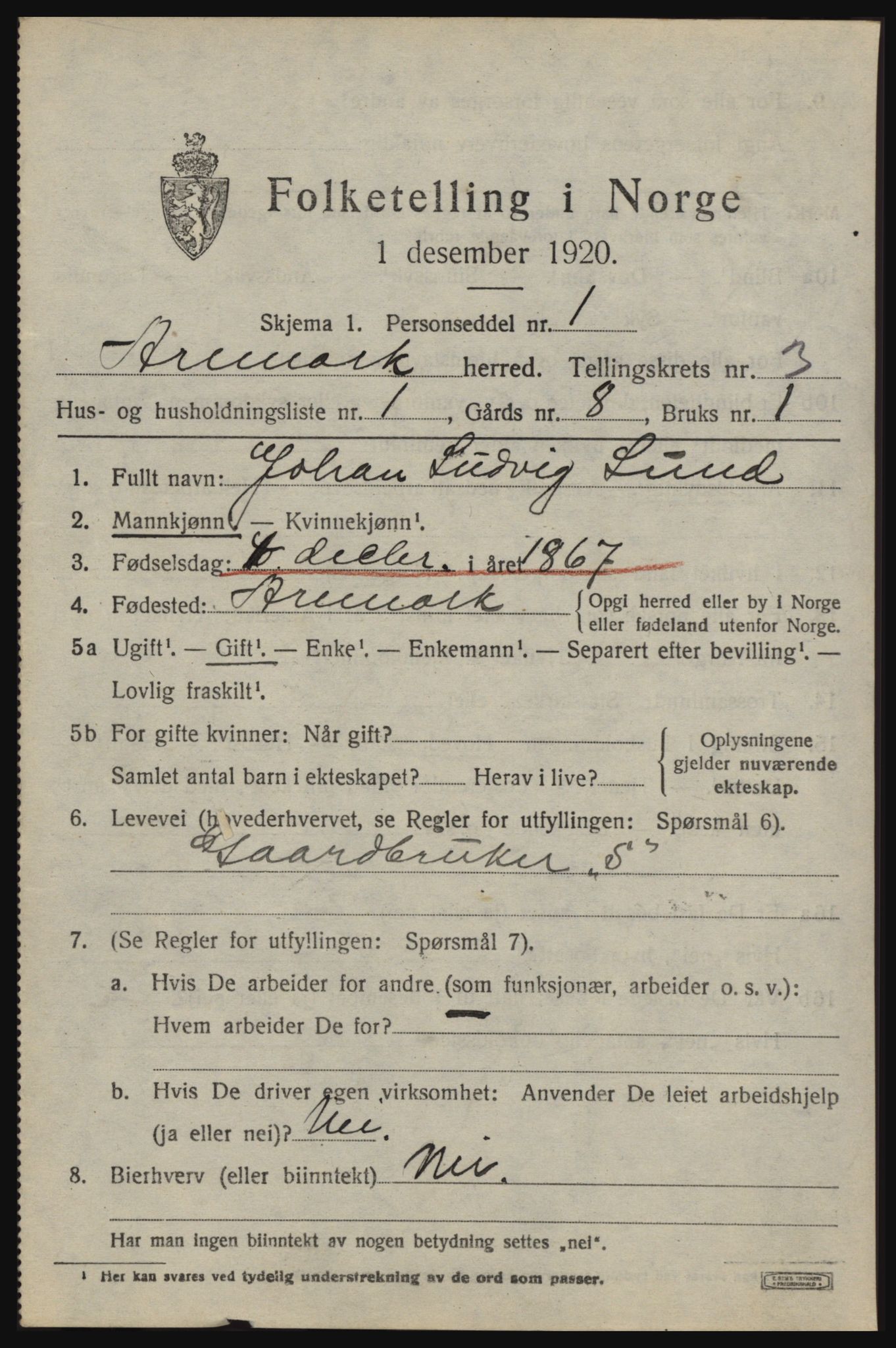 SAO, 1920 census for Aremark, 1920, p. 2127