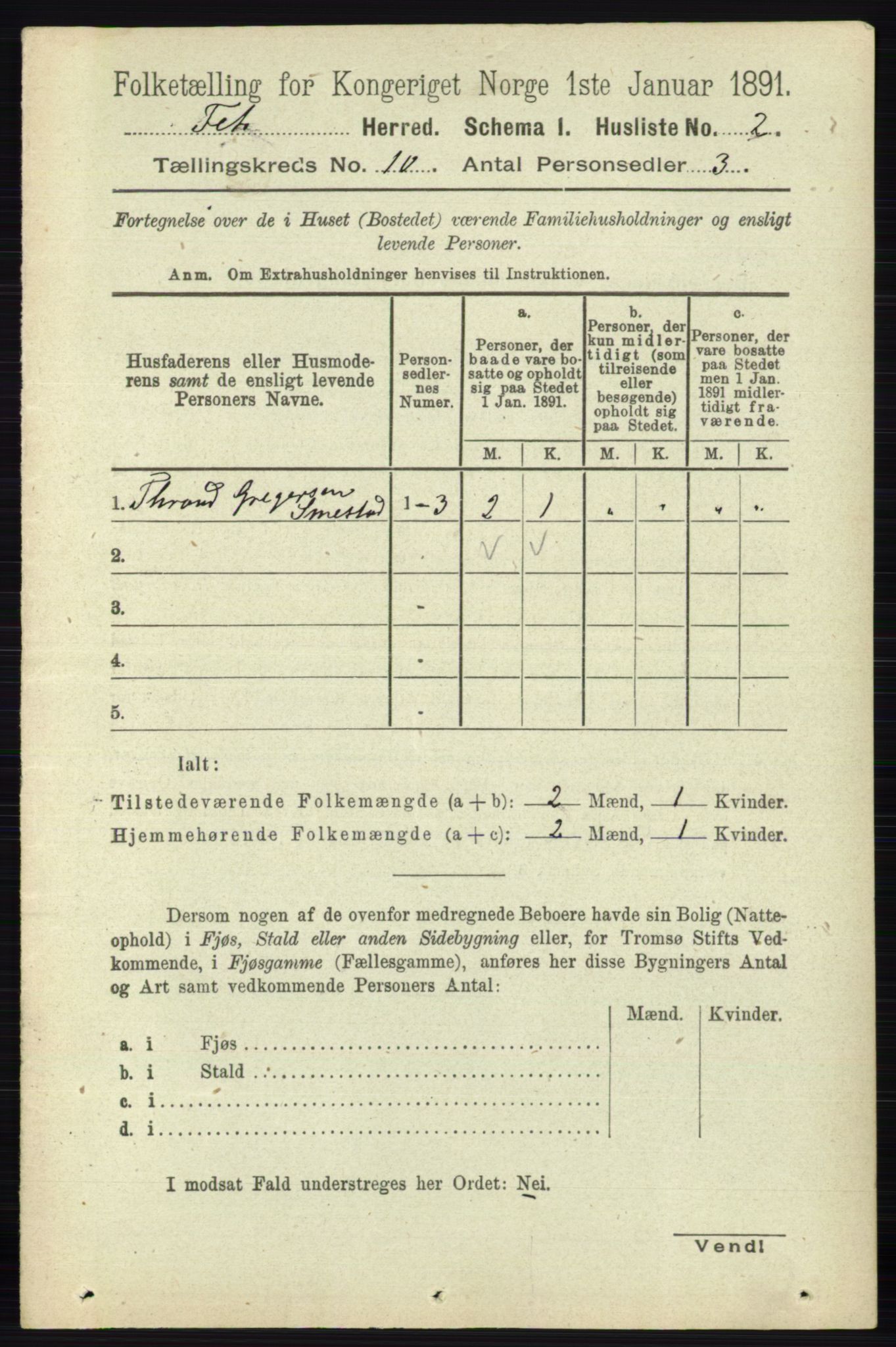 RA, 1891 census for 0227 Fet, 1891, p. 3950