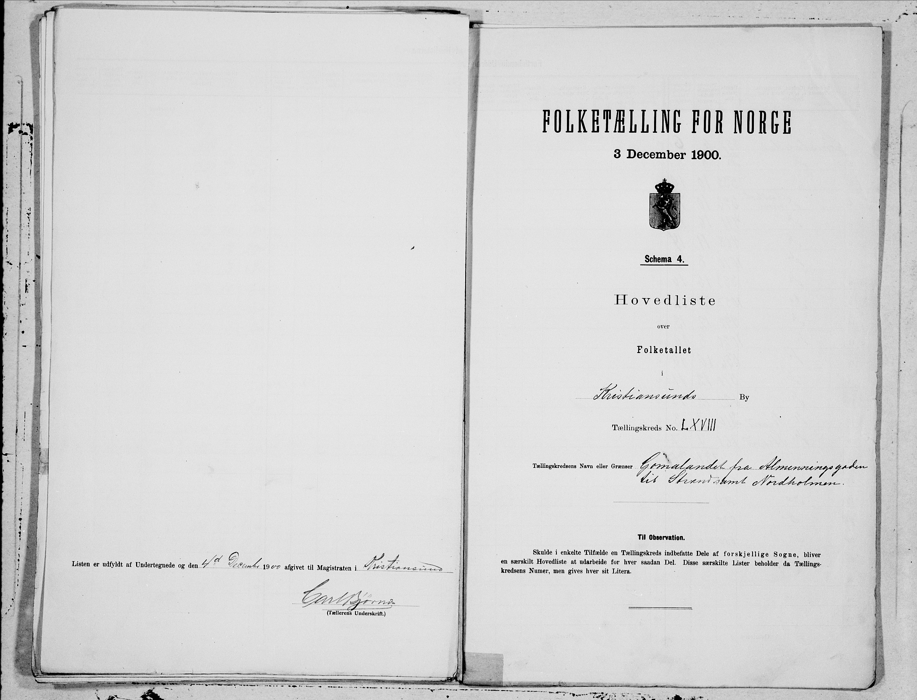 SAT, 1900 census for Kristiansund, 1900, p. 136