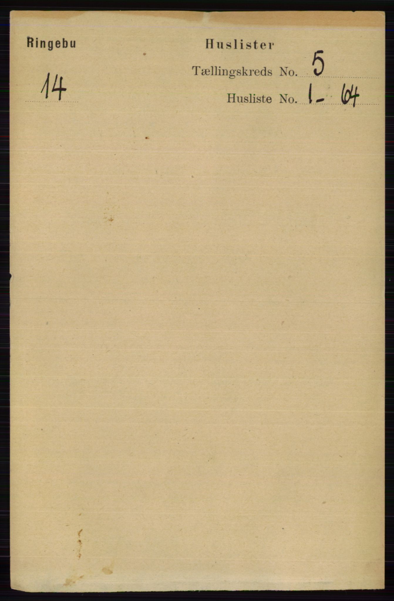 RA, 1891 census for 0520 Ringebu, 1891, p. 1897