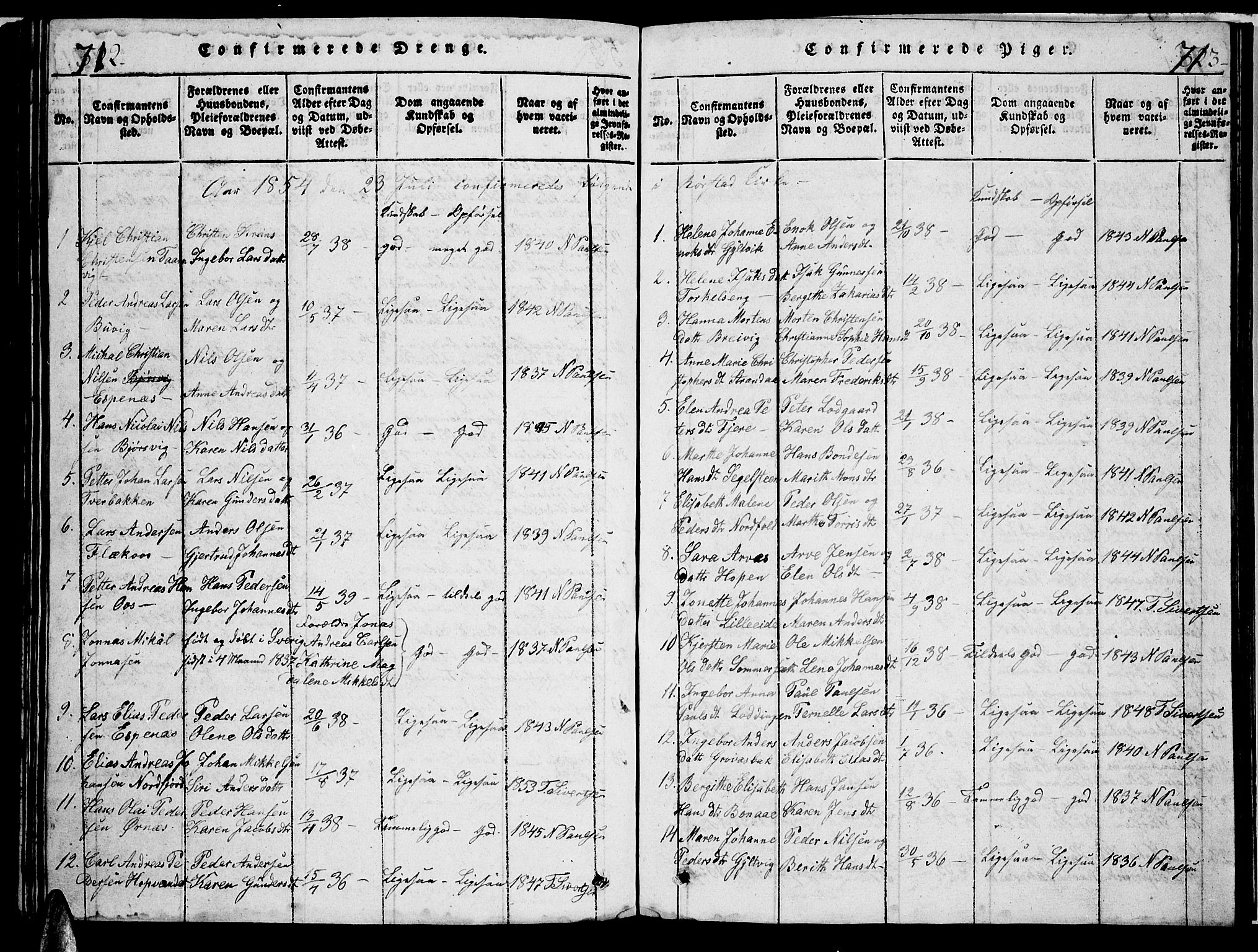 Ministerialprotokoller, klokkerbøker og fødselsregistre - Nordland, SAT/A-1459/853/L0773: Parish register (copy) no. 853C01, 1821-1859, p. 712-713