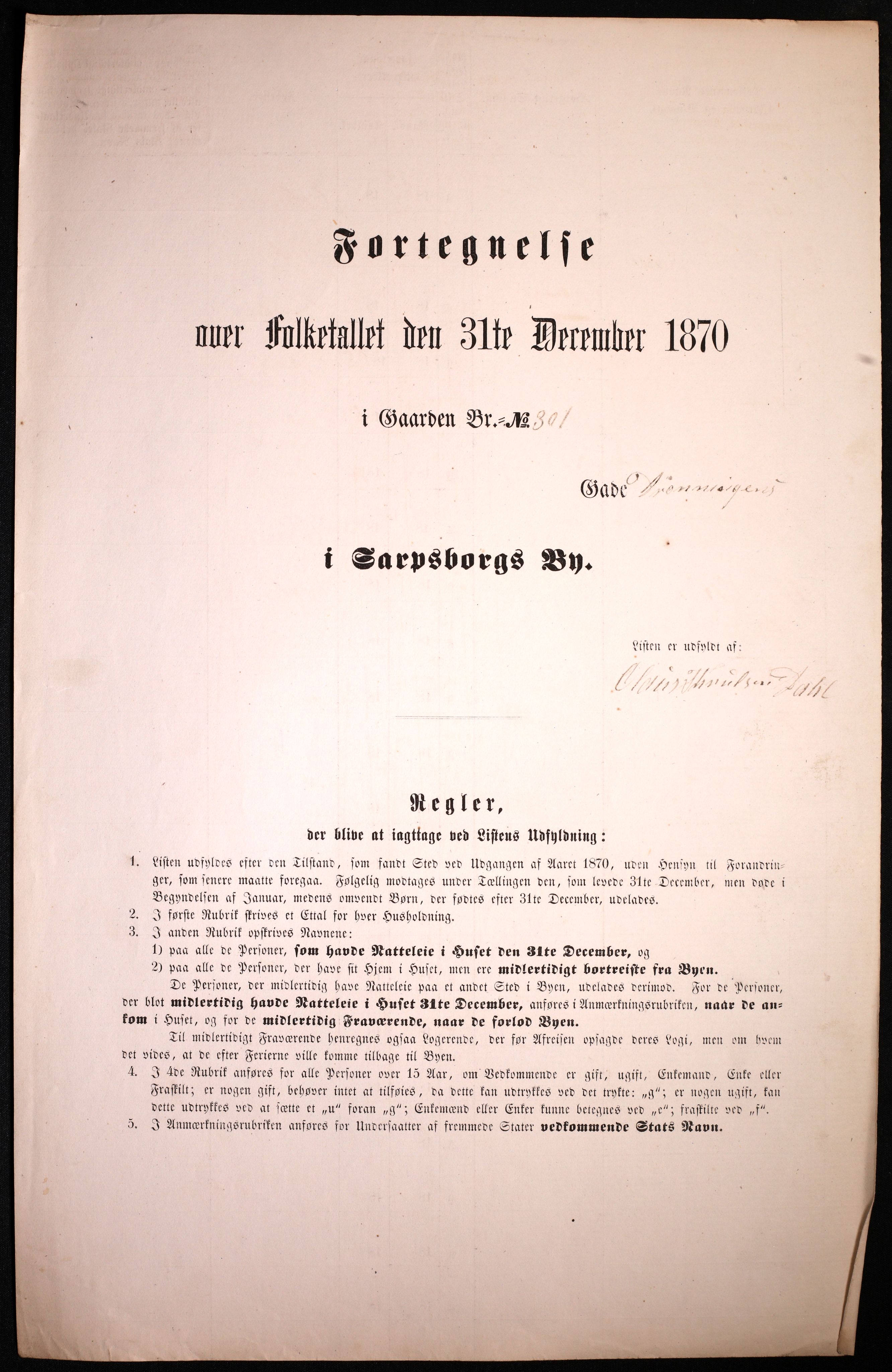 RA, 1870 census for 0102 Sarpsborg, 1870, p. 233