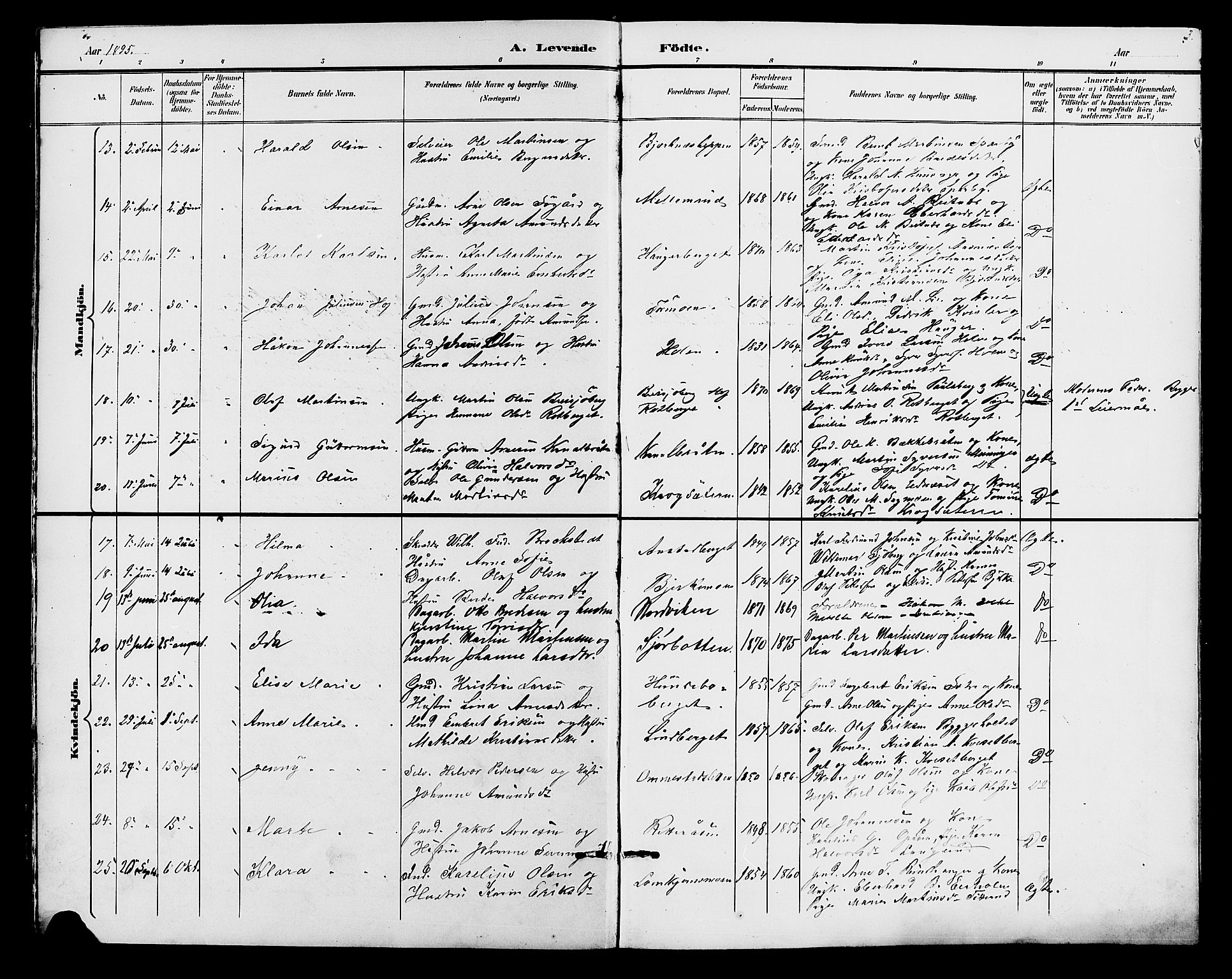 Hof prestekontor, AV/SAH-PREST-038/H/Ha/Hab/L0001: Parish register (copy) no. 1, 1895-1914, p. 3