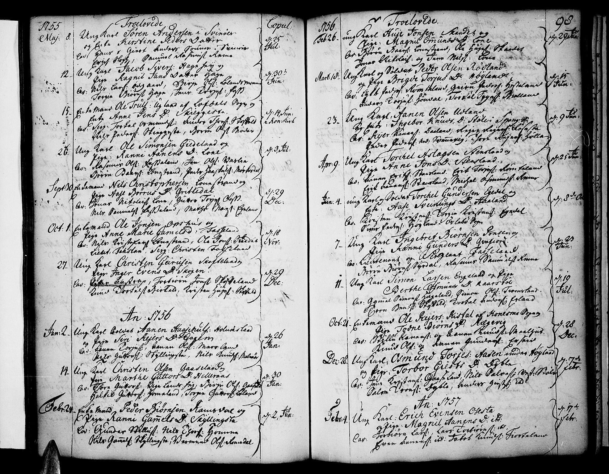 Sør-Audnedal sokneprestkontor, AV/SAK-1111-0039/F/Fa/Fab/L0001: Parish register (official) no. A 1 /1, 1726-1766, p. 98
