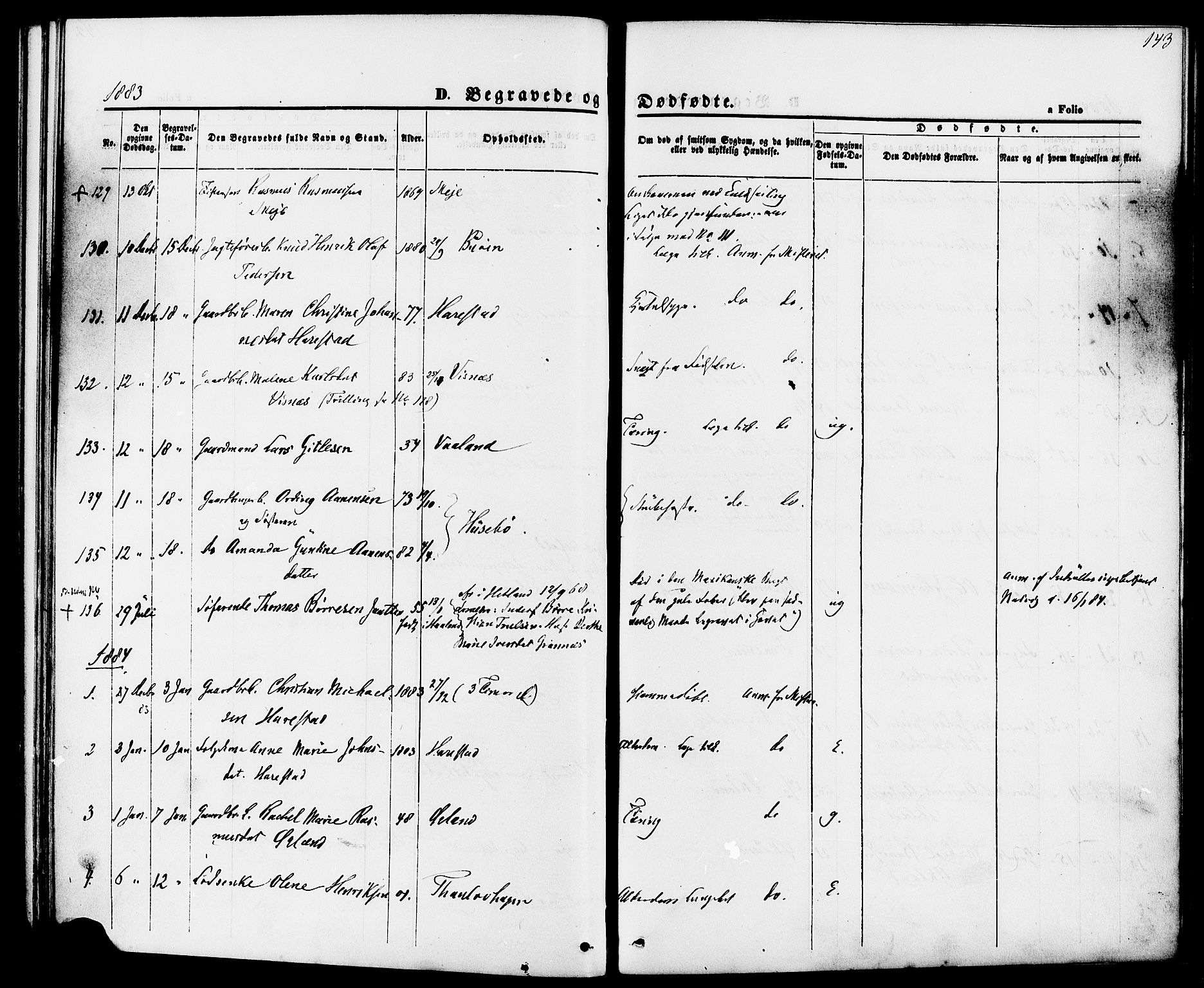 Hetland sokneprestkontor, AV/SAST-A-101826/30/30BA/L0006: Parish register (official) no. A 6, 1869-1884, p. 143