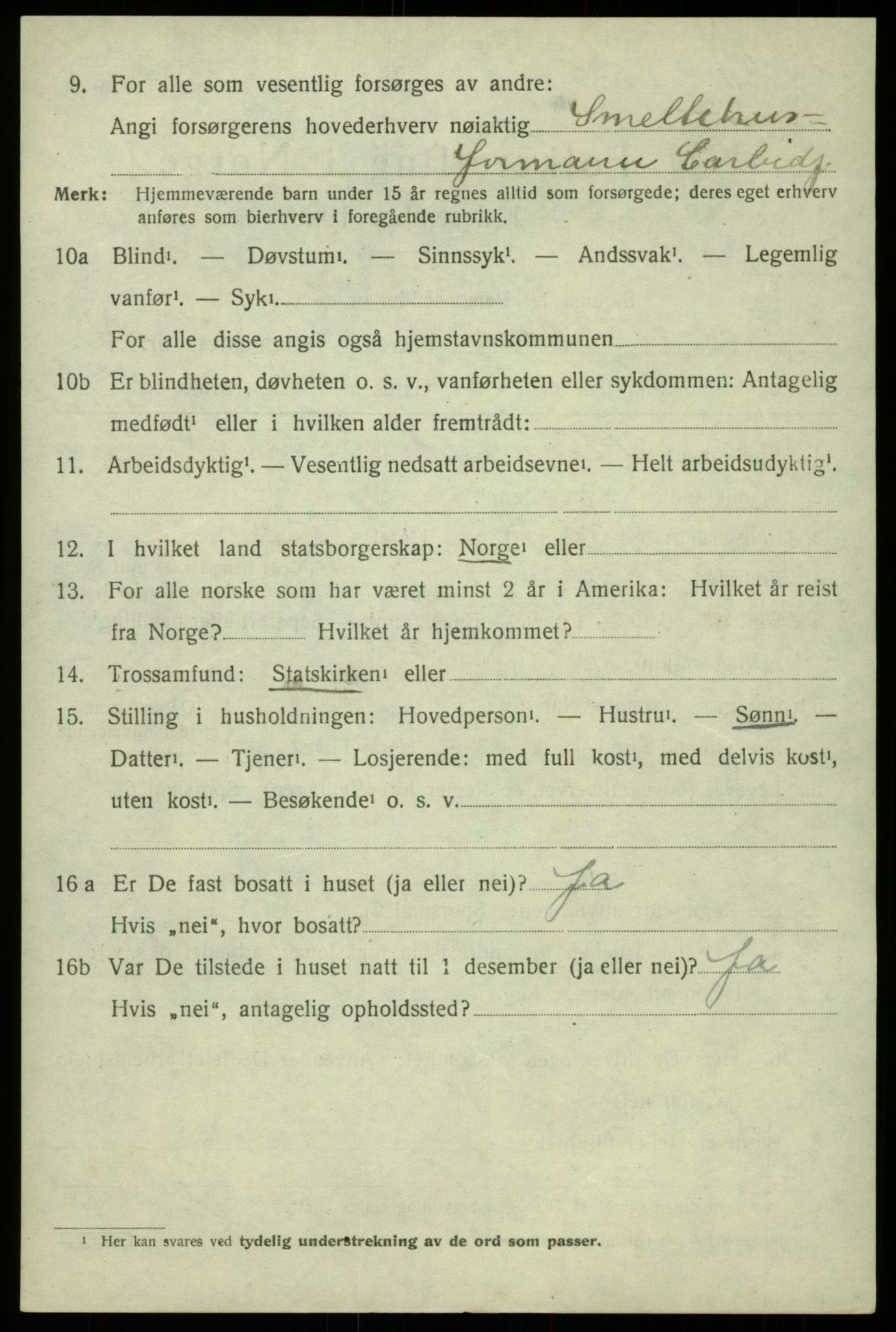 SAB, 1920 census for Odda, 1920, p. 5558