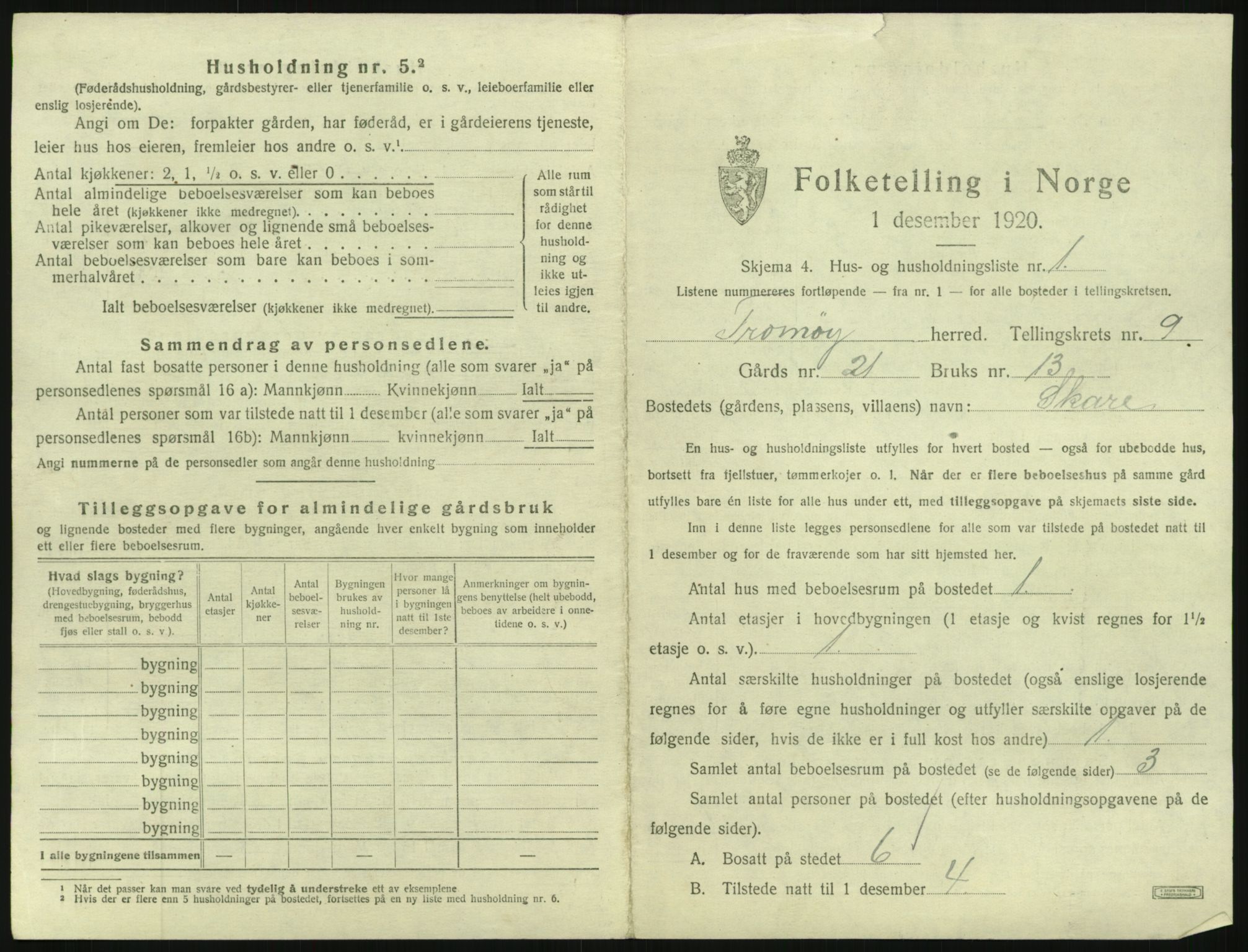 SAK, 1920 census for Tromøy, 1920, p. 959
