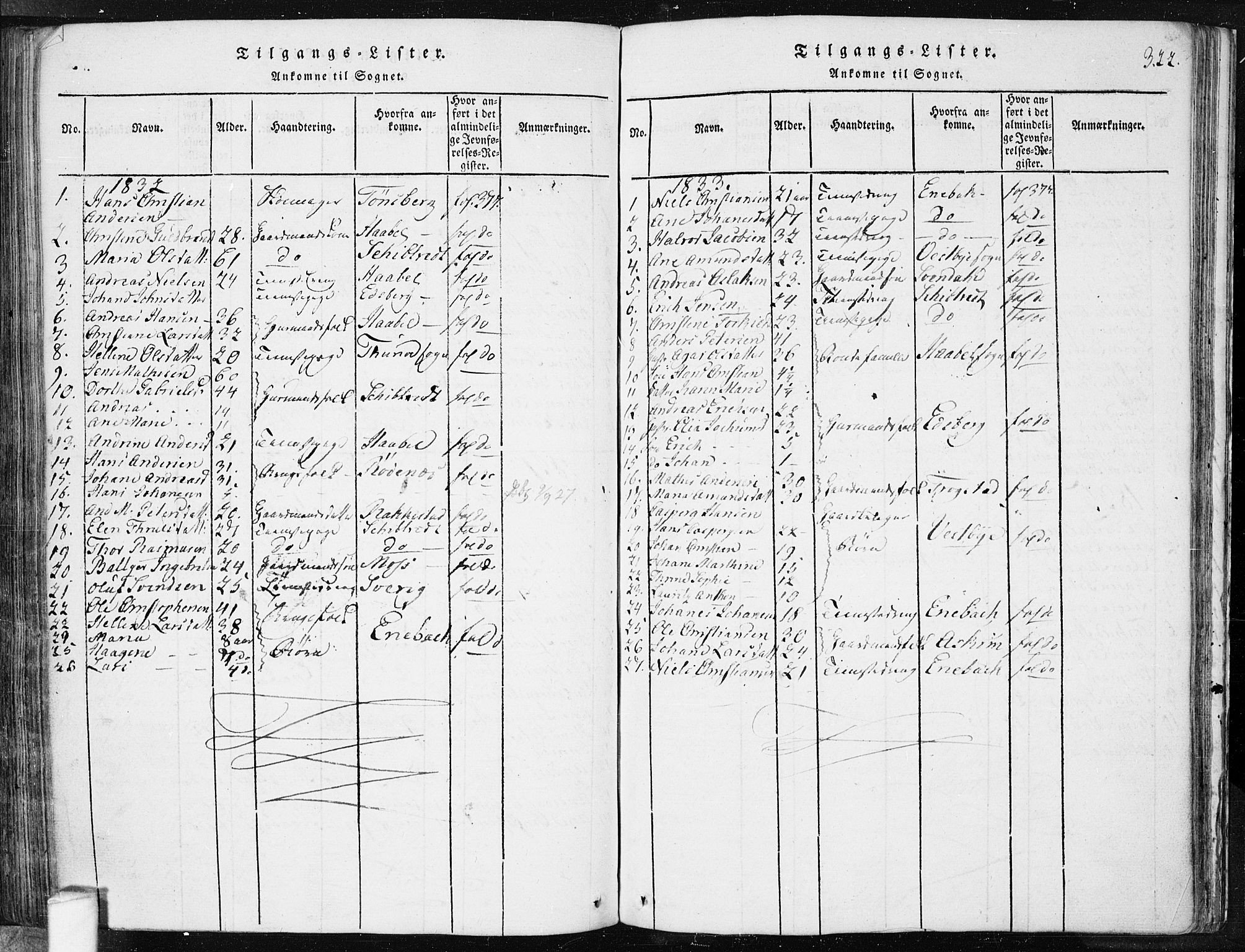 Spydeberg prestekontor Kirkebøker, AV/SAO-A-10924/F/Fa/L0004: Parish register (official) no. I 4, 1814-1841, p. 322