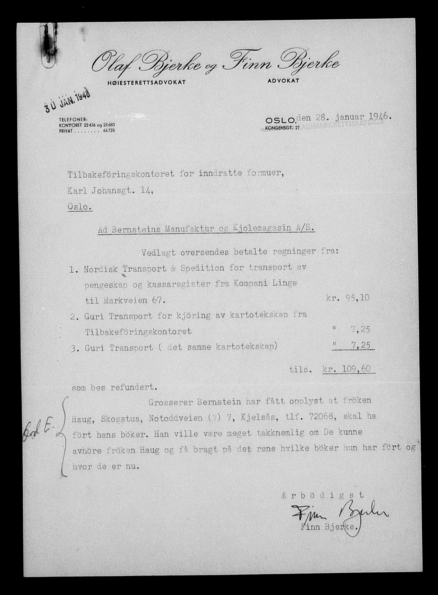 Justisdepartementet, Tilbakeføringskontoret for inndratte formuer, AV/RA-S-1564/H/Hc/Hcc/L0924: --, 1945-1947, p. 48