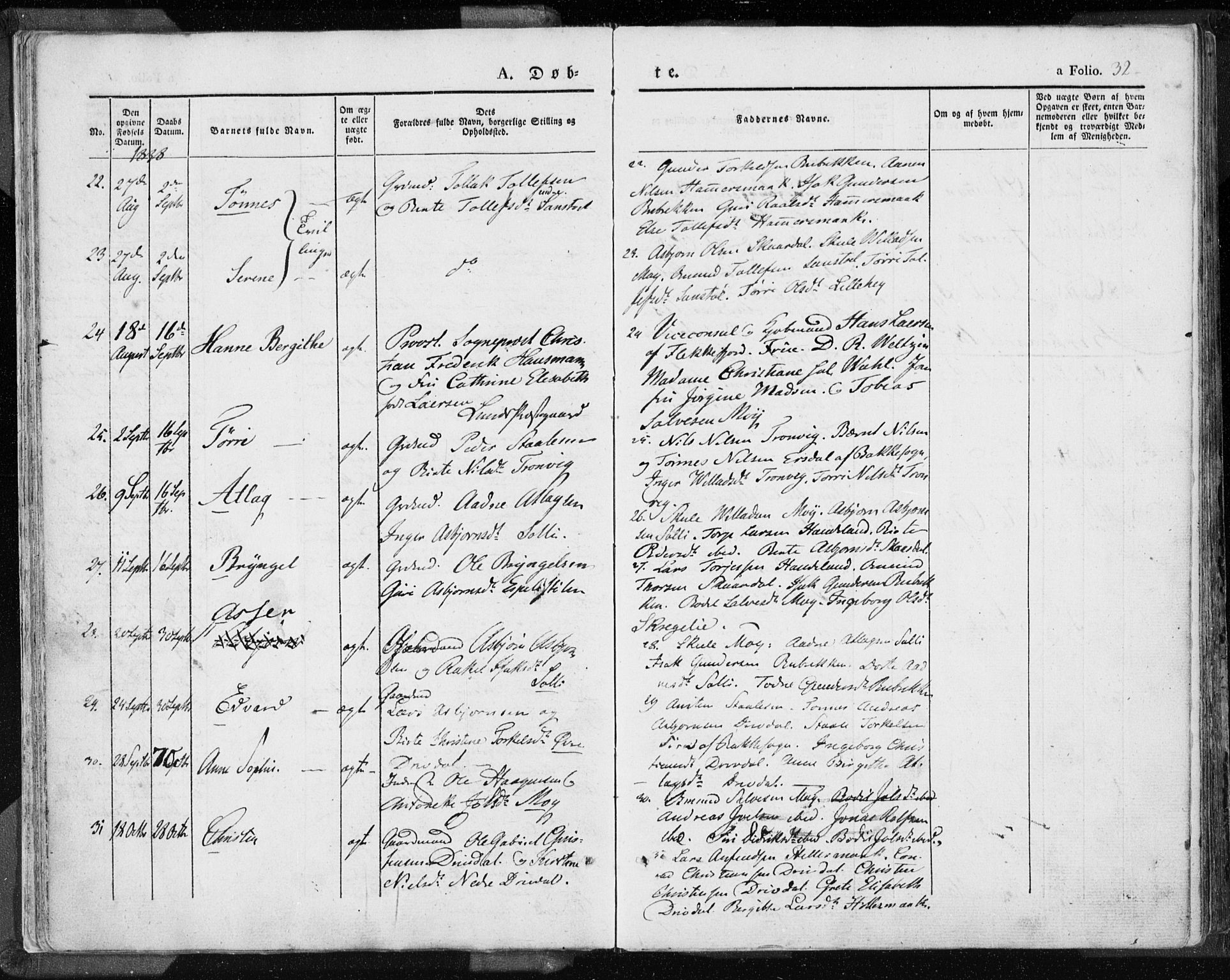 Lund sokneprestkontor, SAST/A-101809/S06/L0007: Parish register (official) no. A 7.1, 1833-1854, p. 32