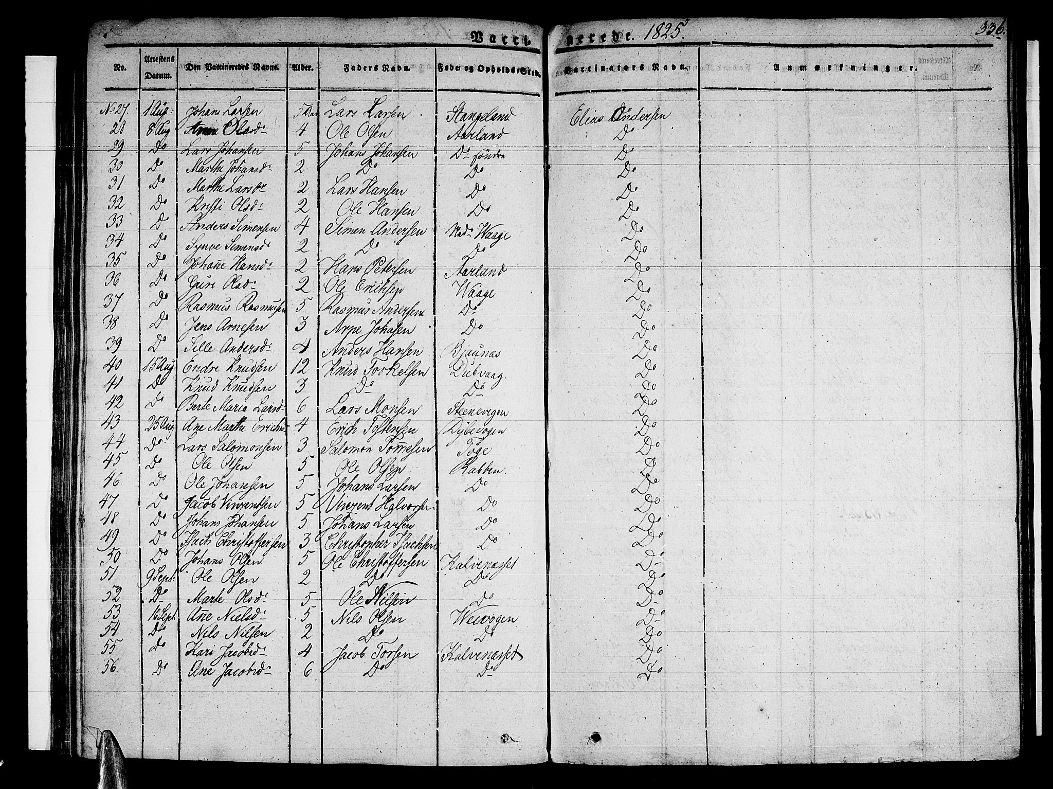 Sund sokneprestembete, SAB/A-99930: Parish register (official) no. A 12, 1825-1835, p. 336